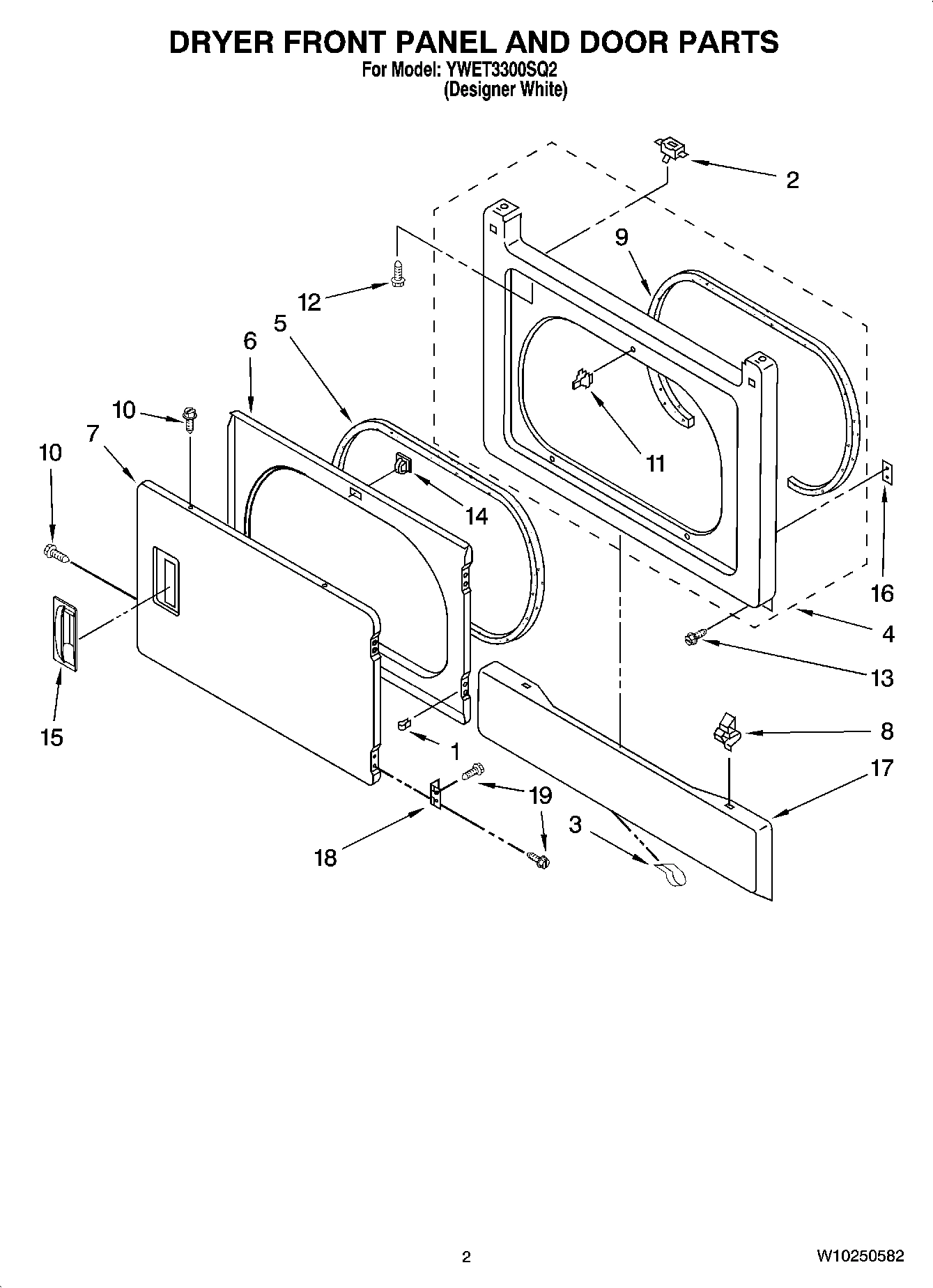02 - DRYER FRONT PANEL AND DOOR PARTS