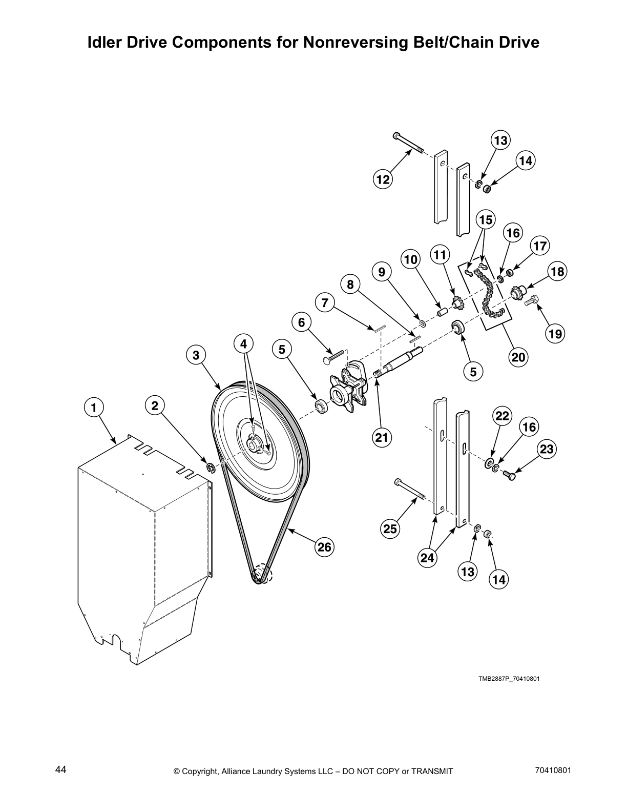 Idler Drive Components for Nonreversing Belt/Chain Drive