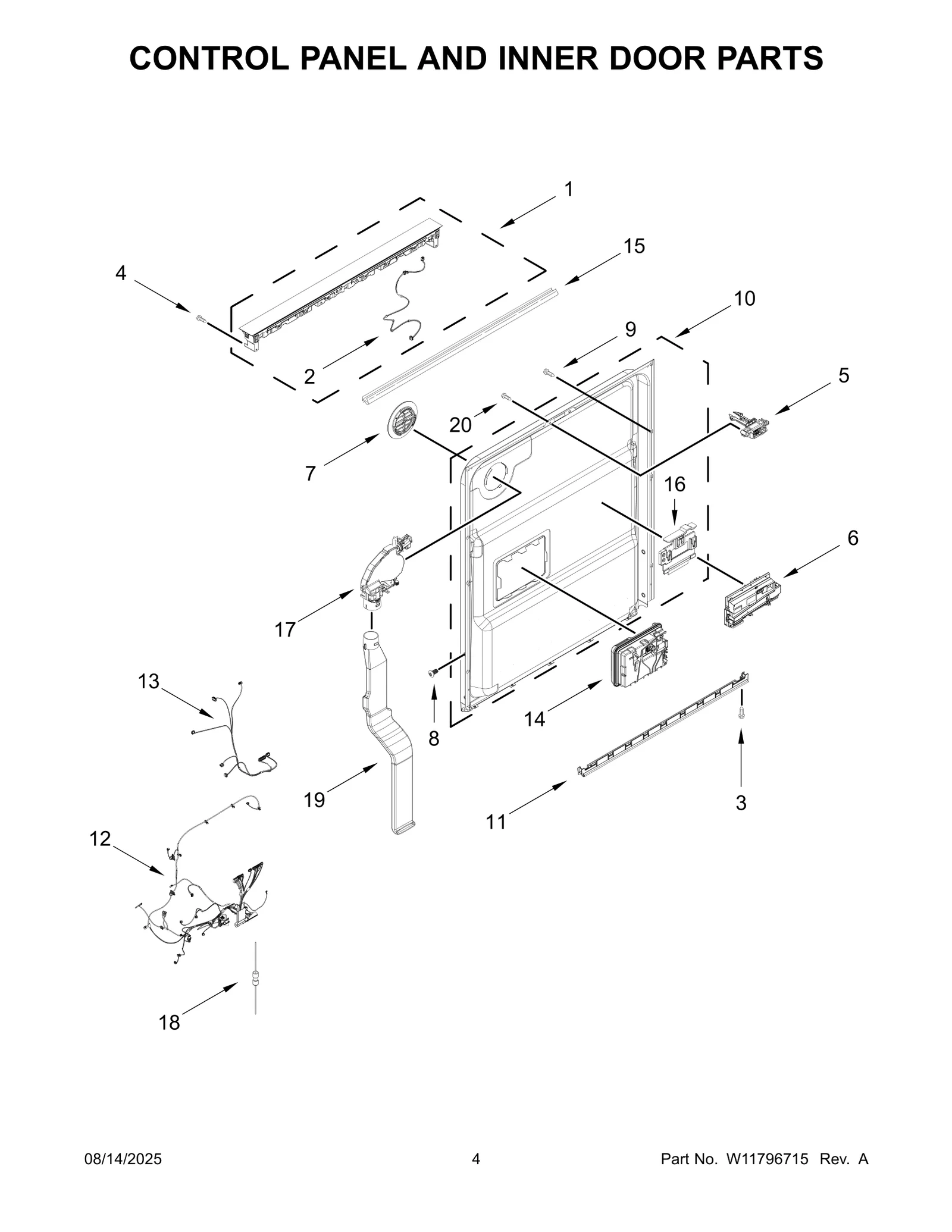CONTROL PANEL AND INNER DOOR PARTS