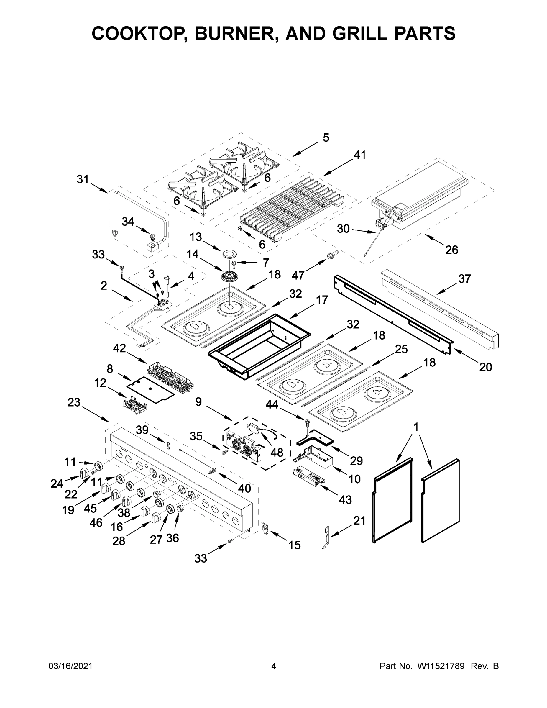 03 - COOKTOP, BURNER, AND GRILL PARTS