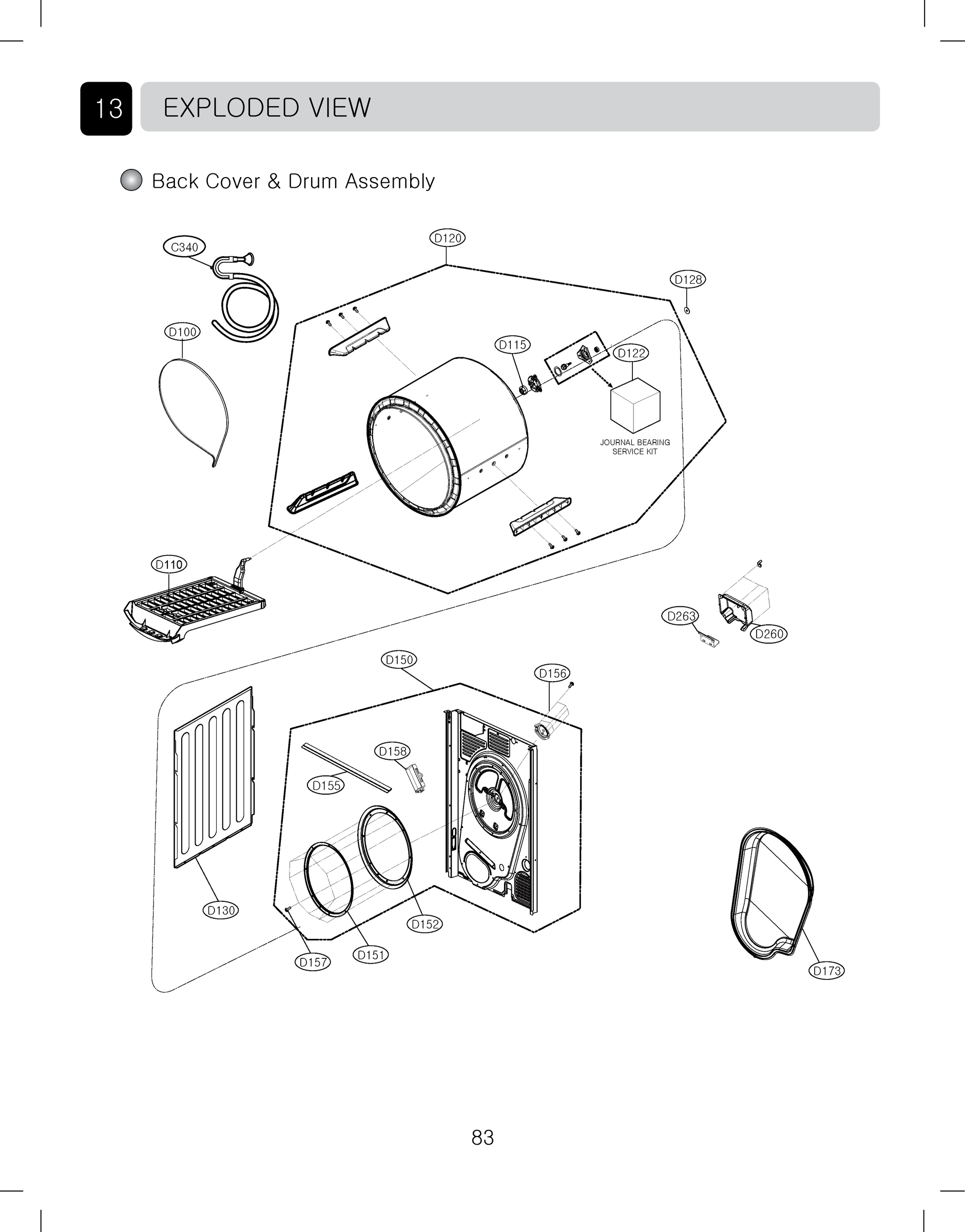 BACK COVER & DRUM ASSEMBLY