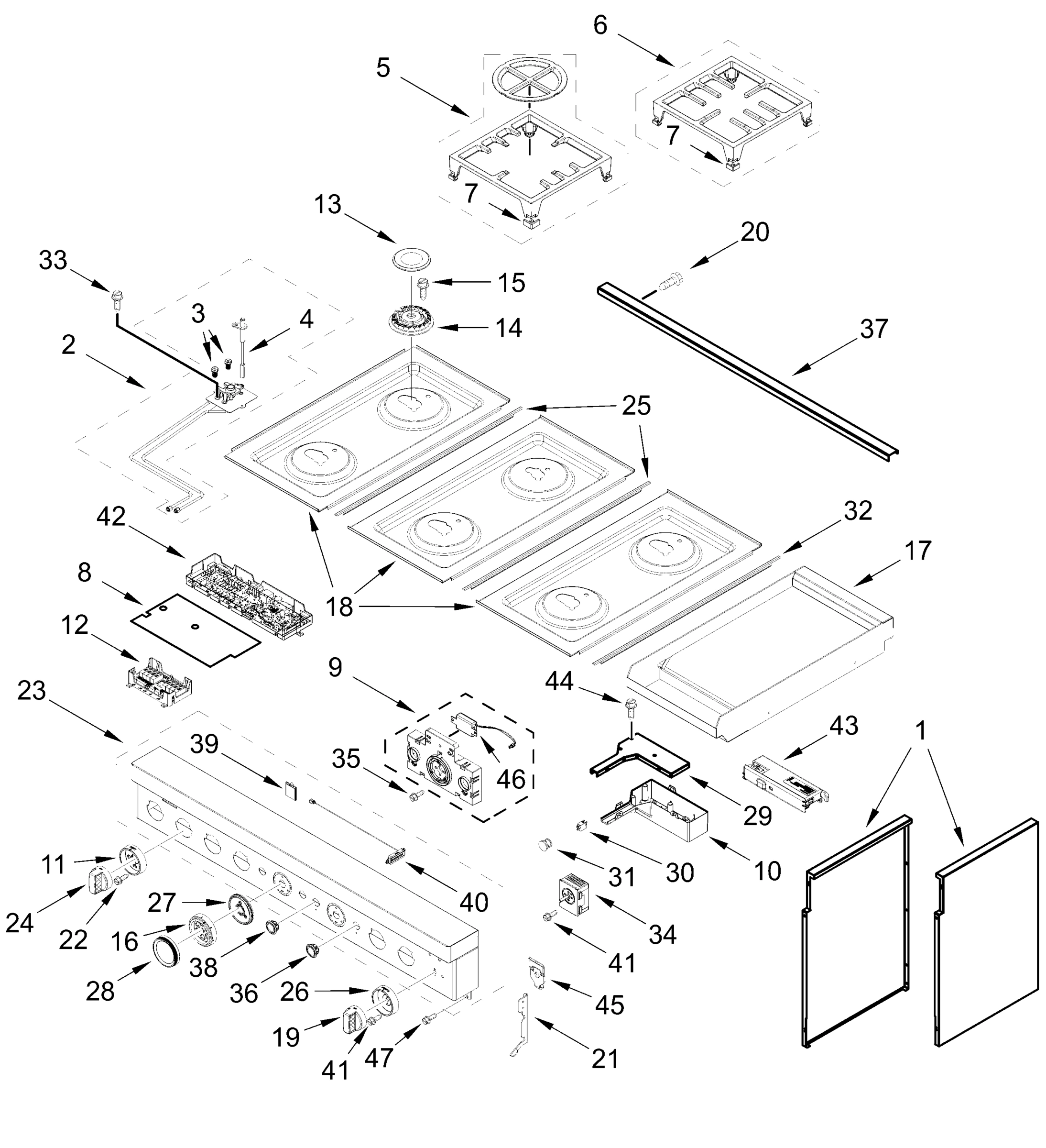 COOKTOP, BURNER AND GRATE PARTS