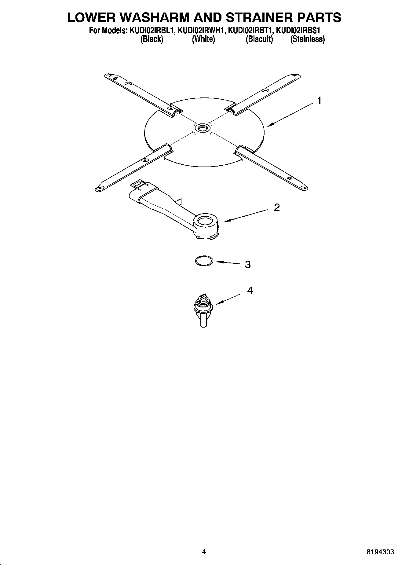04 - LOWER WASHARM AND STRAINER PARTS