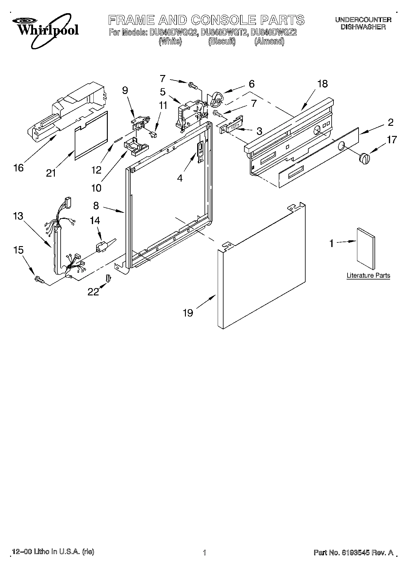 01 - FRAME AND CONSOLE, LITERATURE