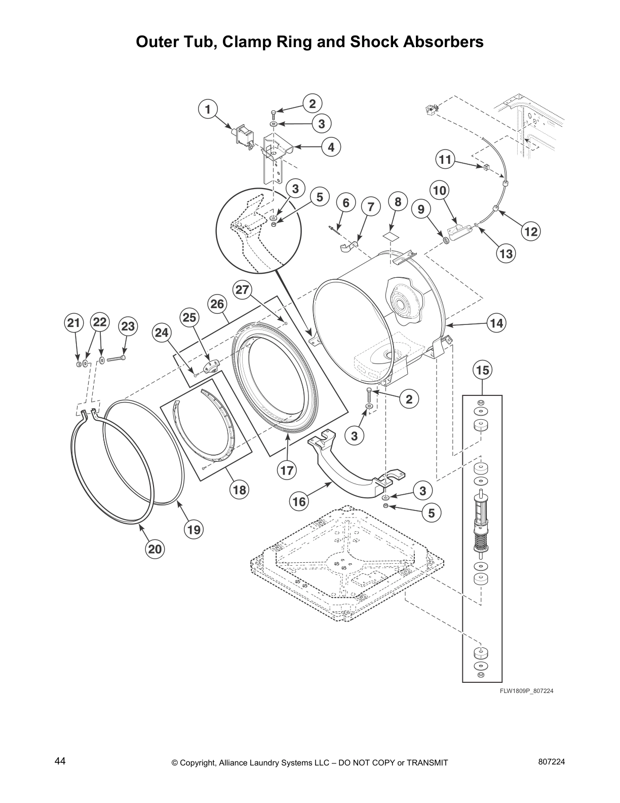 Outer Tub, Clamp Ring and Shock Absorbers