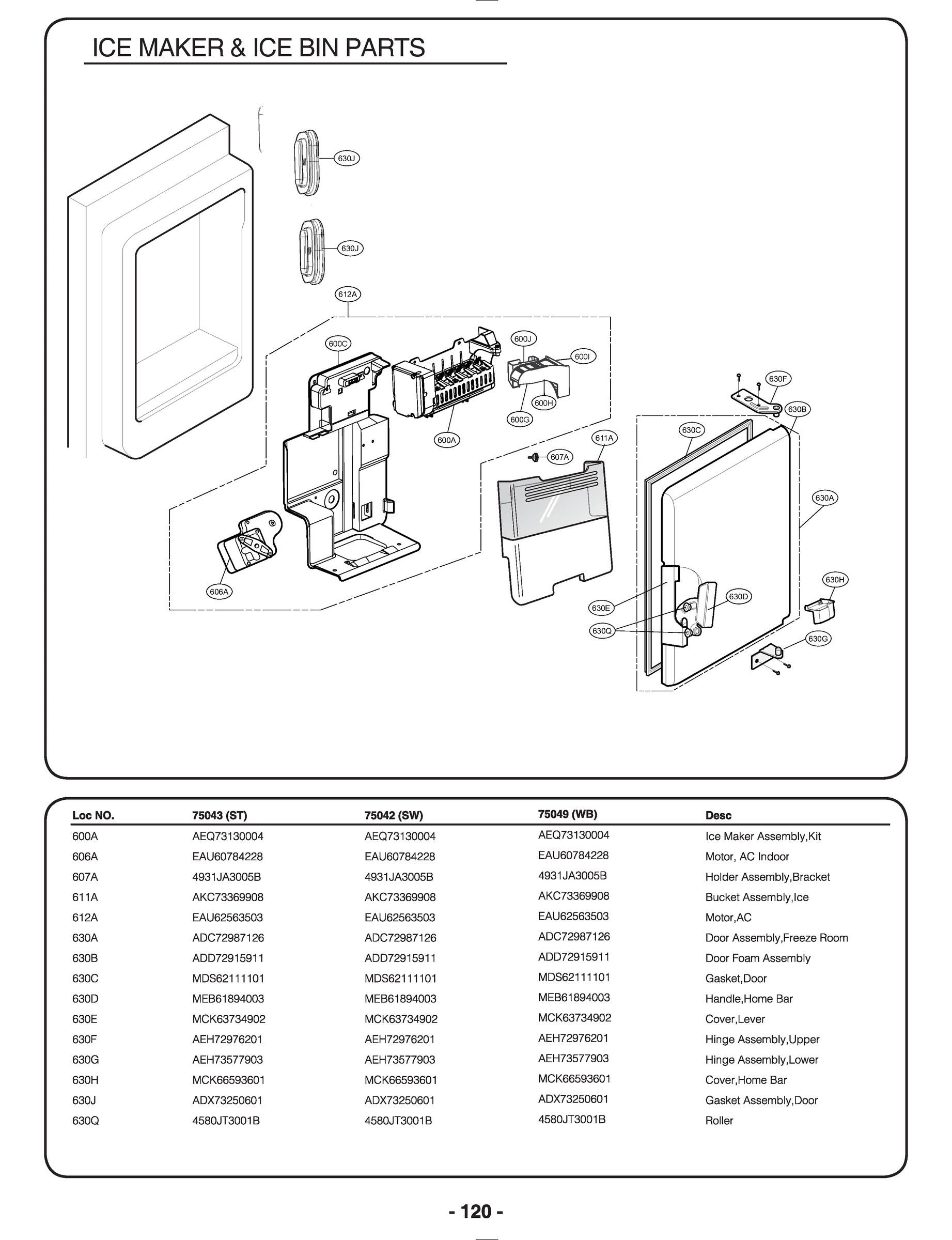 ICE MAKER & ICE BIN PARTS