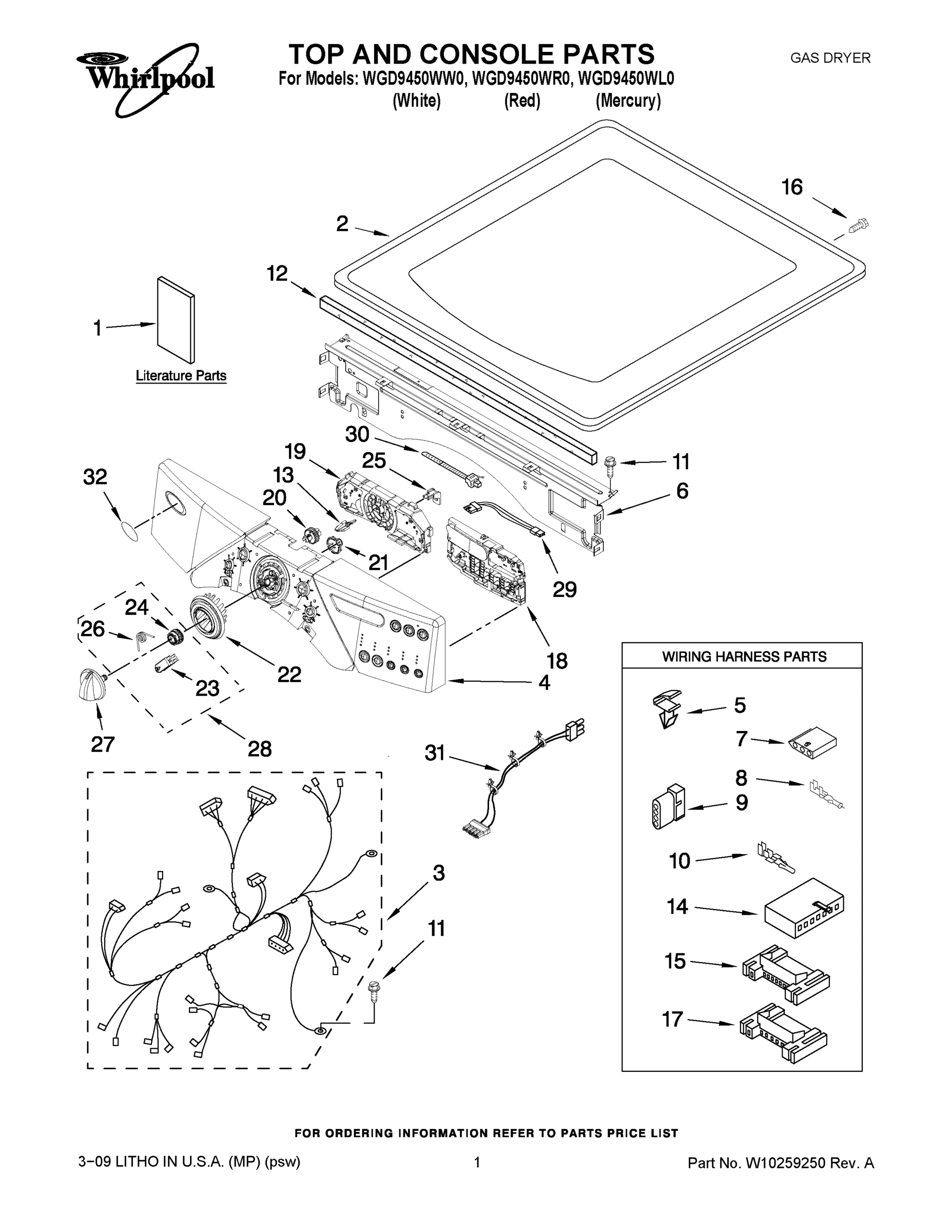 01 - TOP AND CONSOLE PARTS