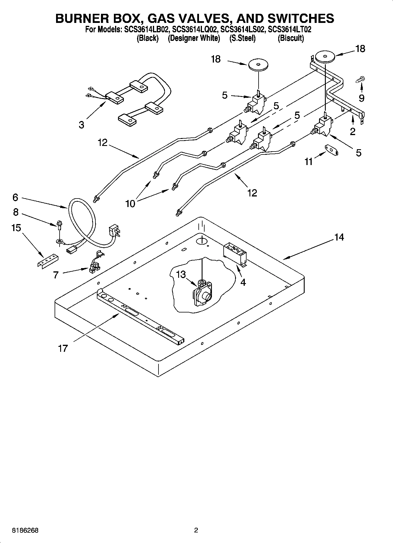 02 - BURNER BOX, GAS VALVES, AND SWITCHES