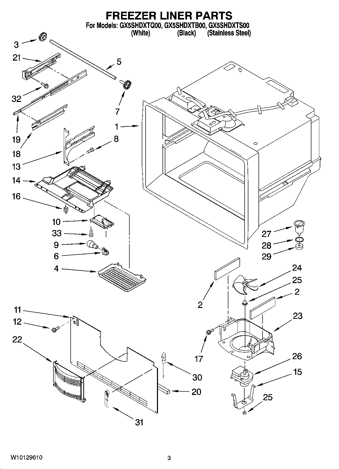 02 - FREEZER LINER PARTS