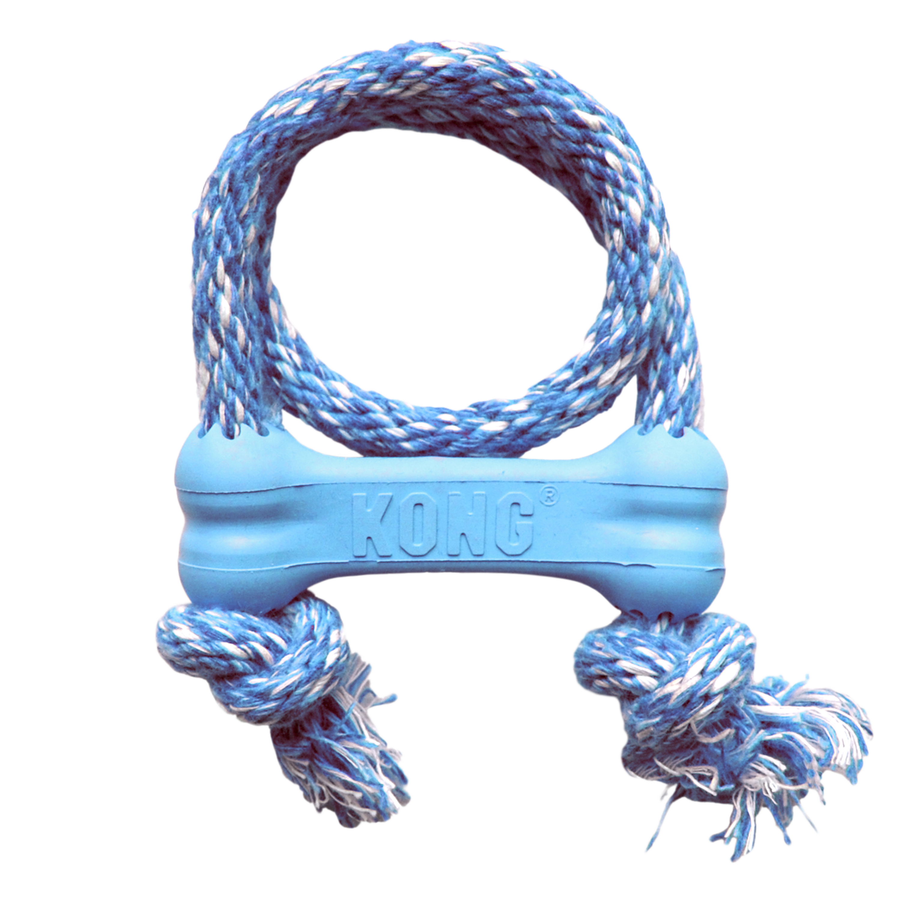 KONG Puppy Goodie Bone mit Seil aus der Packung Produktbild