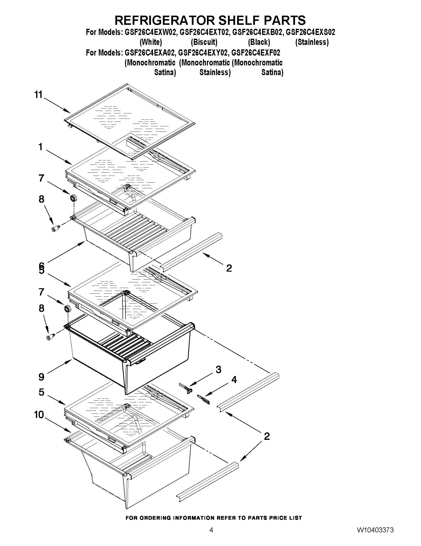 03 - REFRIGERATOR SHELF PARTS