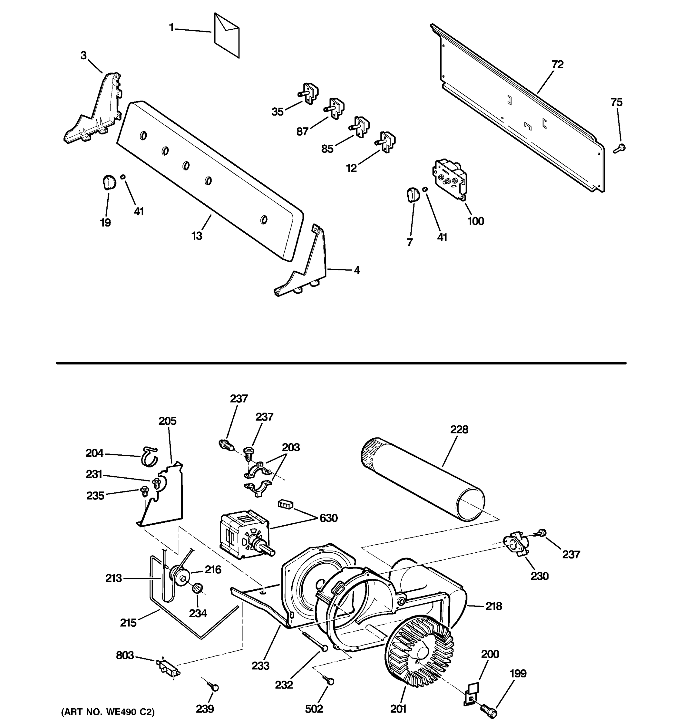 BACKSPLASH, BLOWER & MOTOR ASSEMBLY