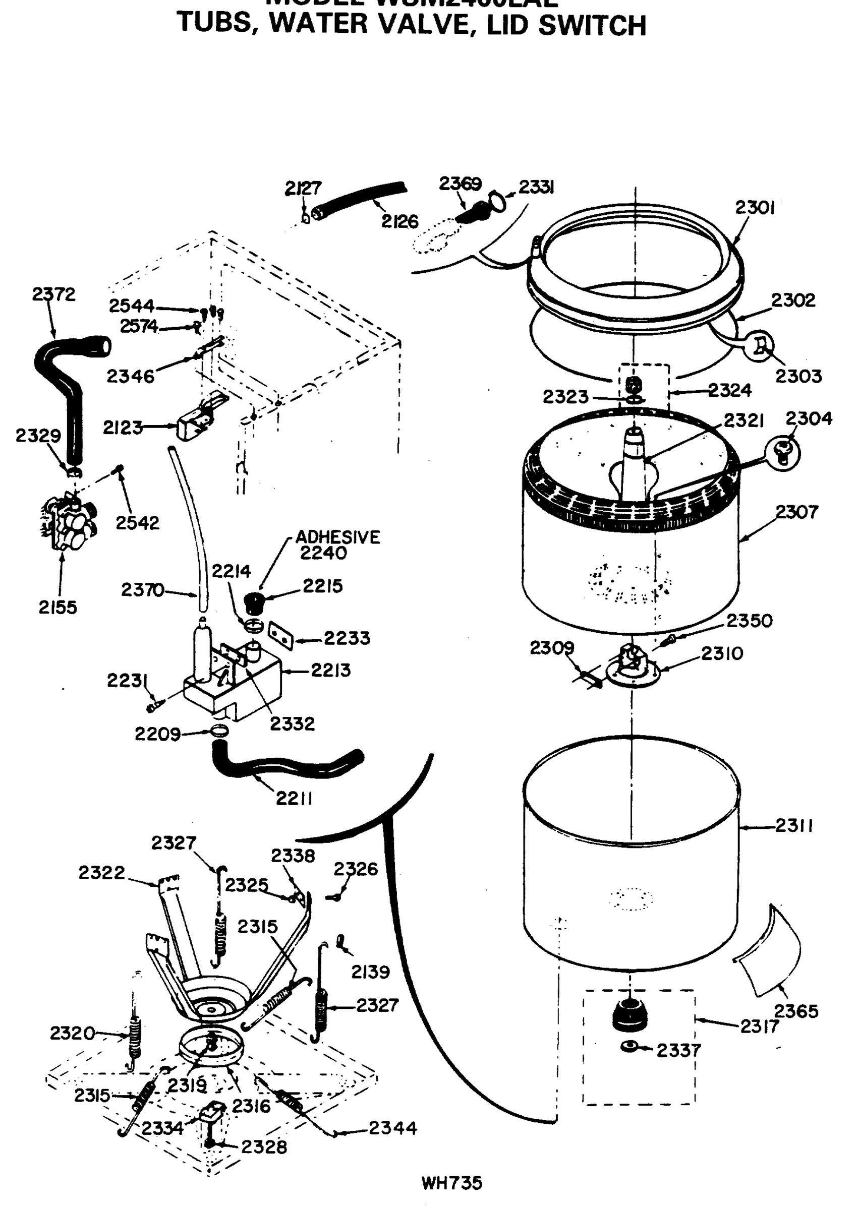 TUBS, WATER VALVE, LID SWITCH