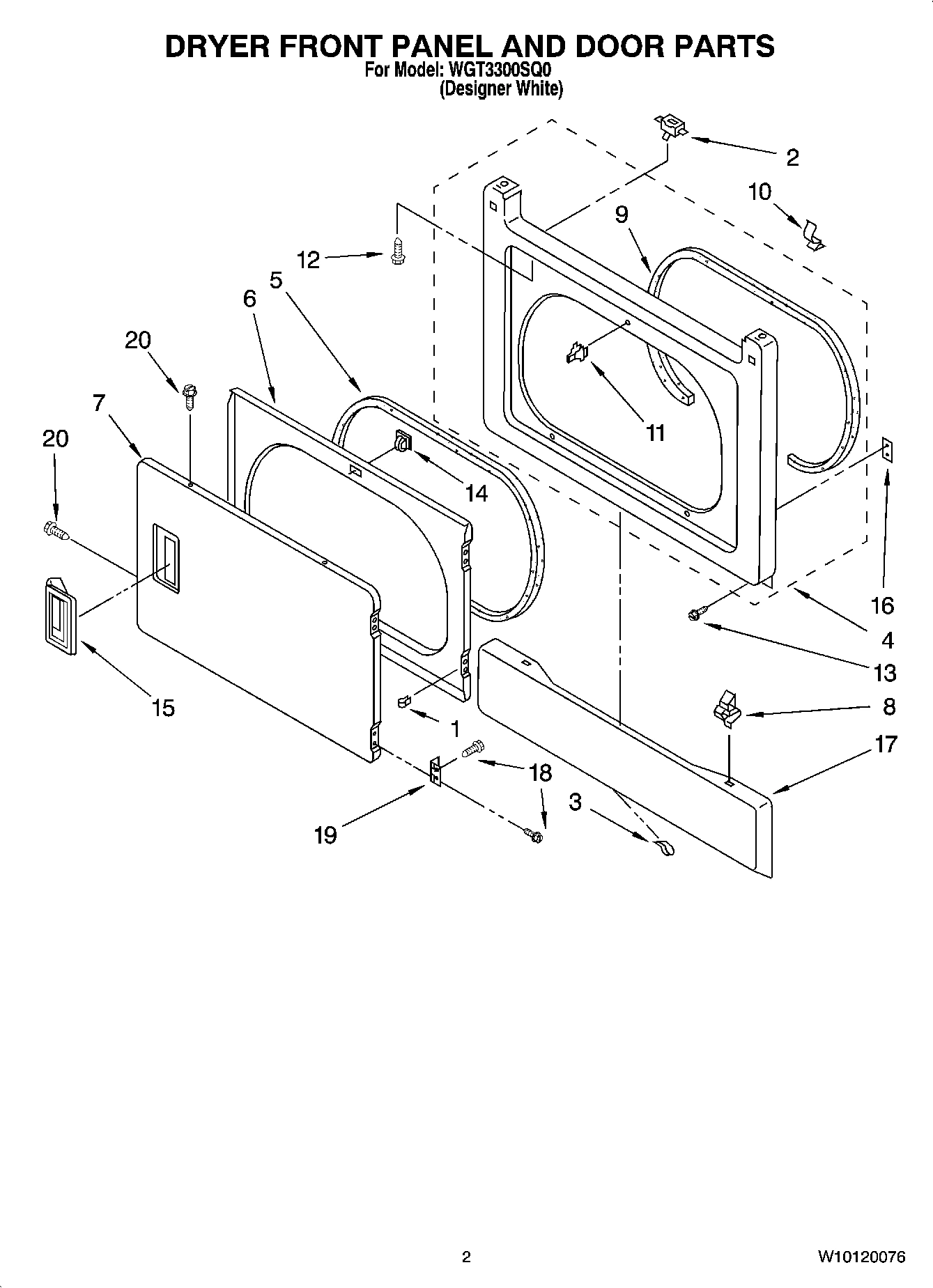 02 - DRYER FRONT PANEL AND DOOR PARTS