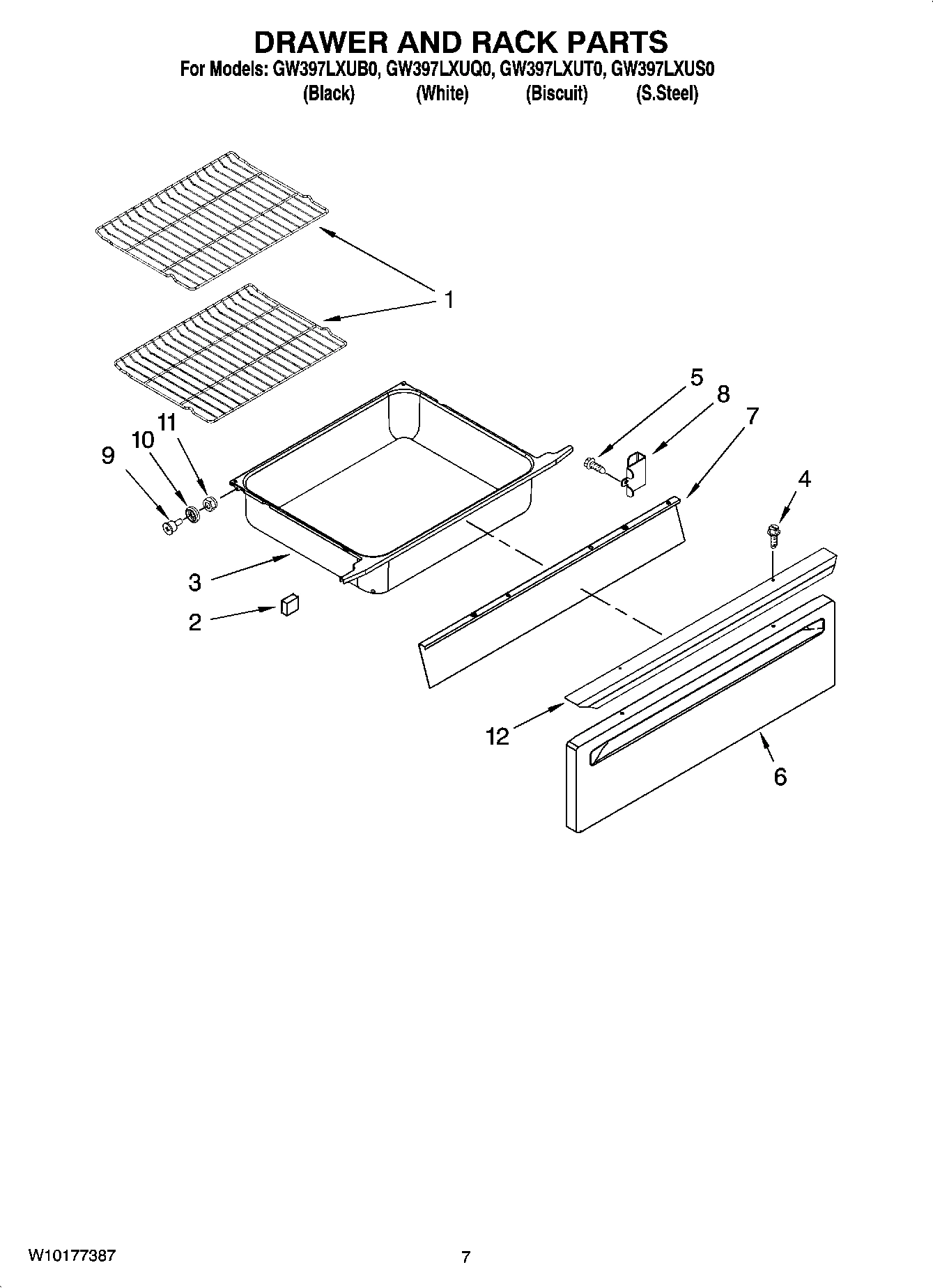 05 - DRAWER AND RACK PARTS, OPTIONAL PARTS (NOT INCLUDED)