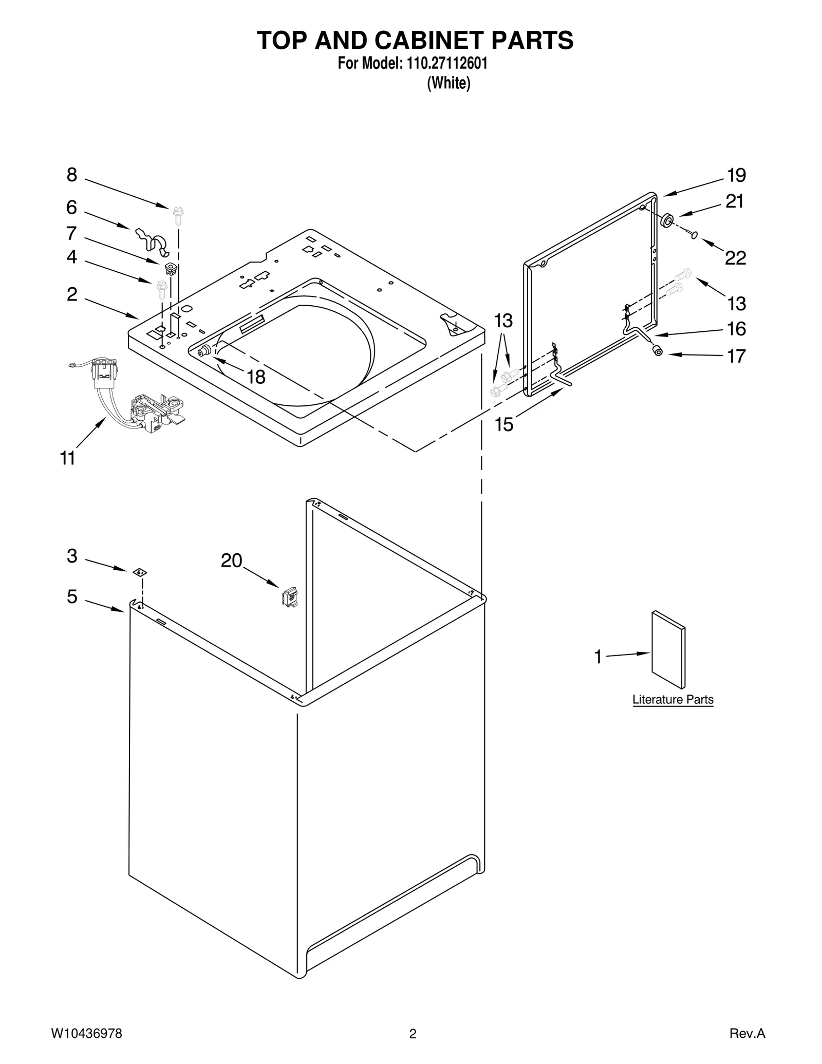 TOP AND CABINET PARTS