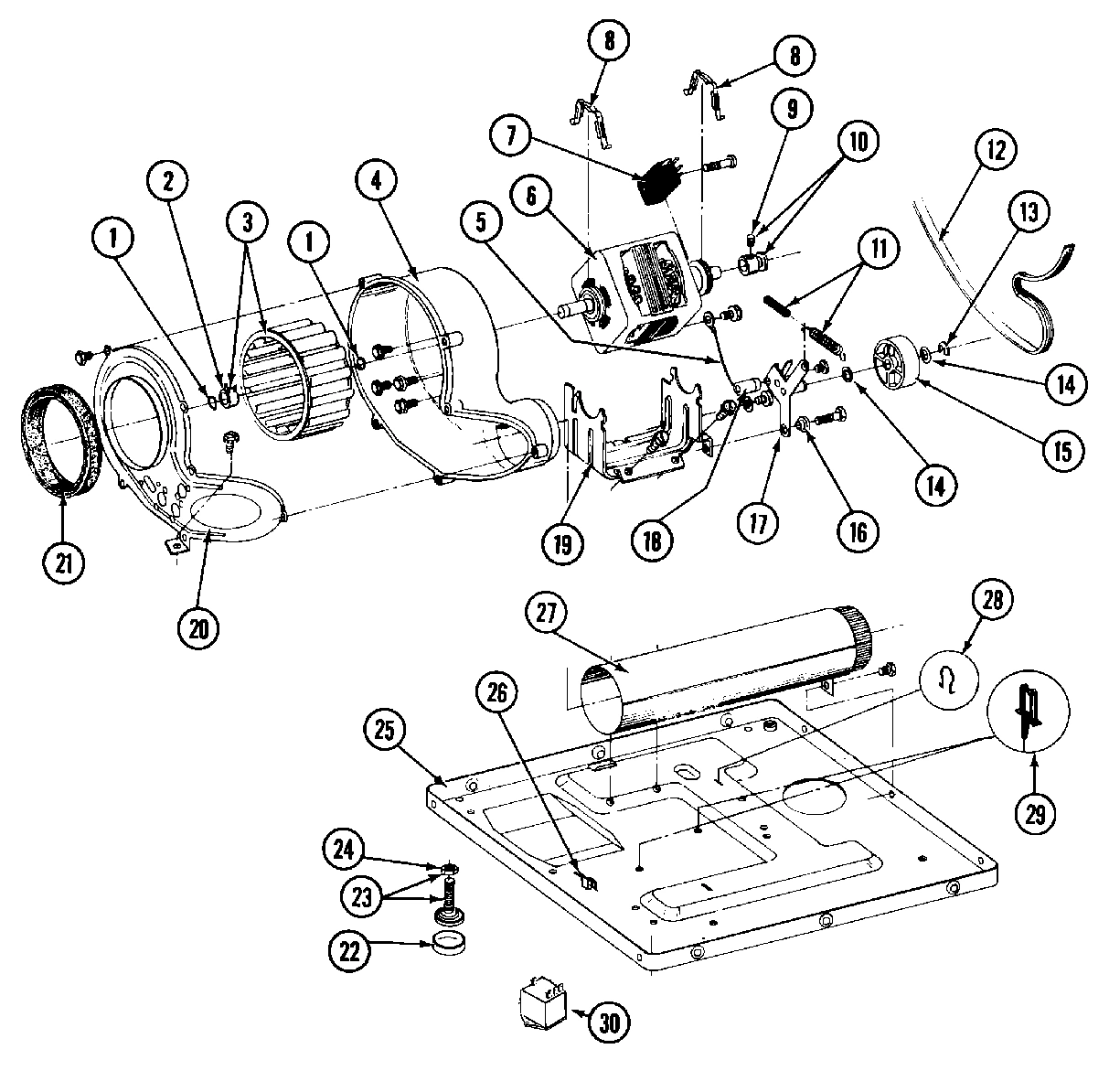 10 - MOTOR, BLOWER & BASE FRAME
