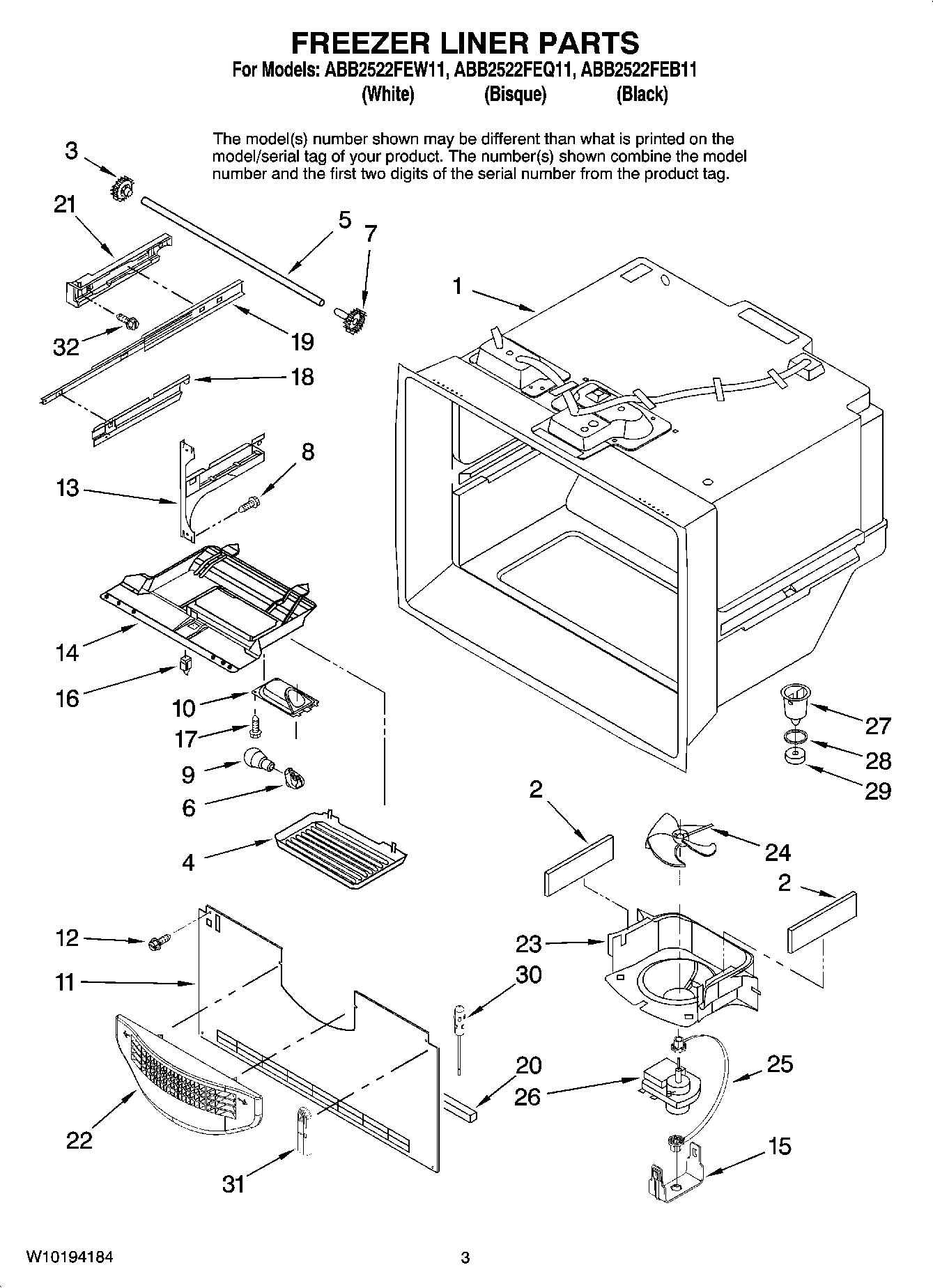 02 - FREEZER LINER PARTS