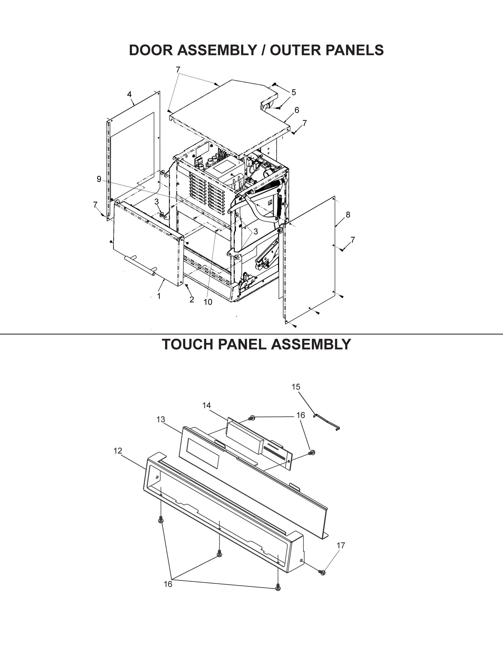 DOOR ASSEMBLY / OUTER PANELS / TOUCH PANEL ASSY