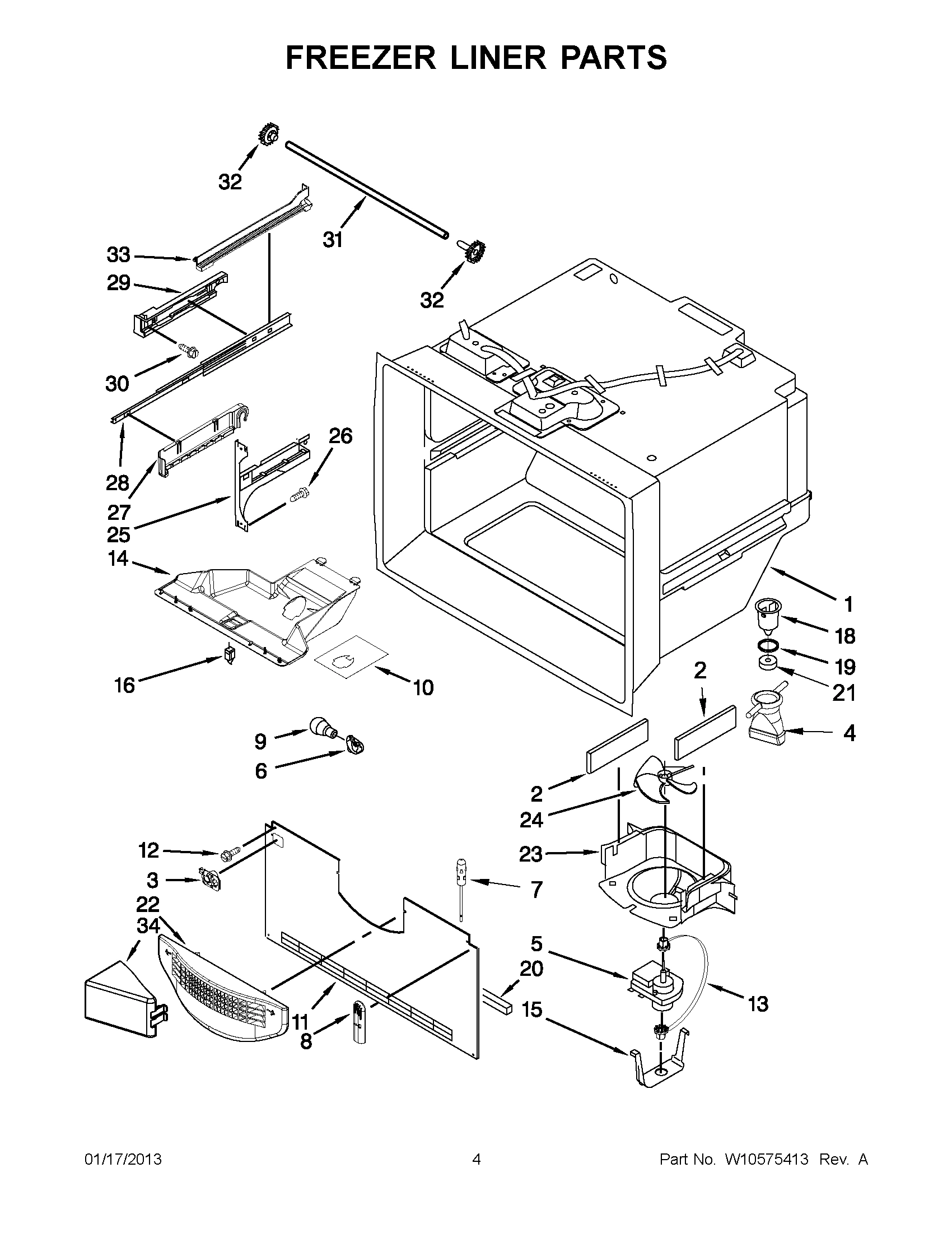 02 - FREEZER LINER PARTS