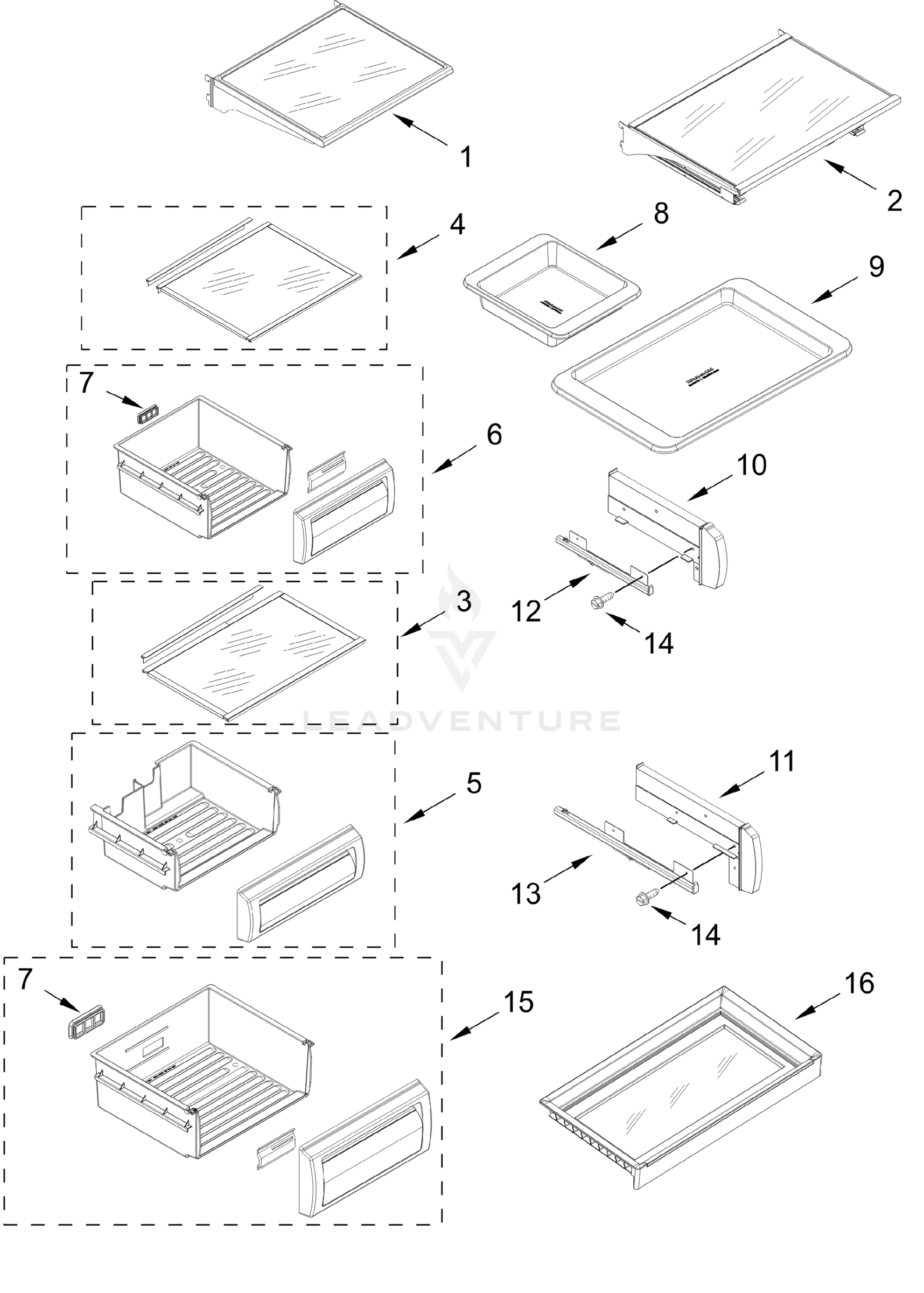 REFRIGERATOR SHELF PARTS