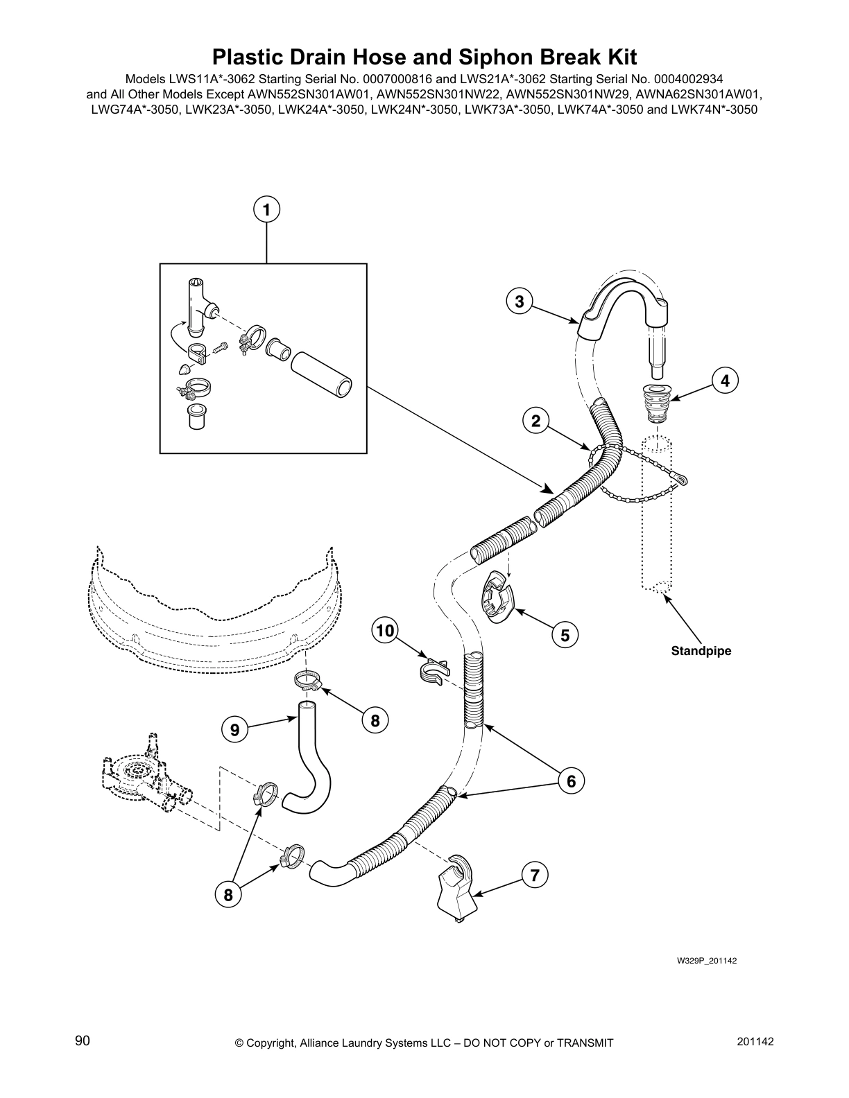 Plastic Drain Hose and Siphon Break Kit