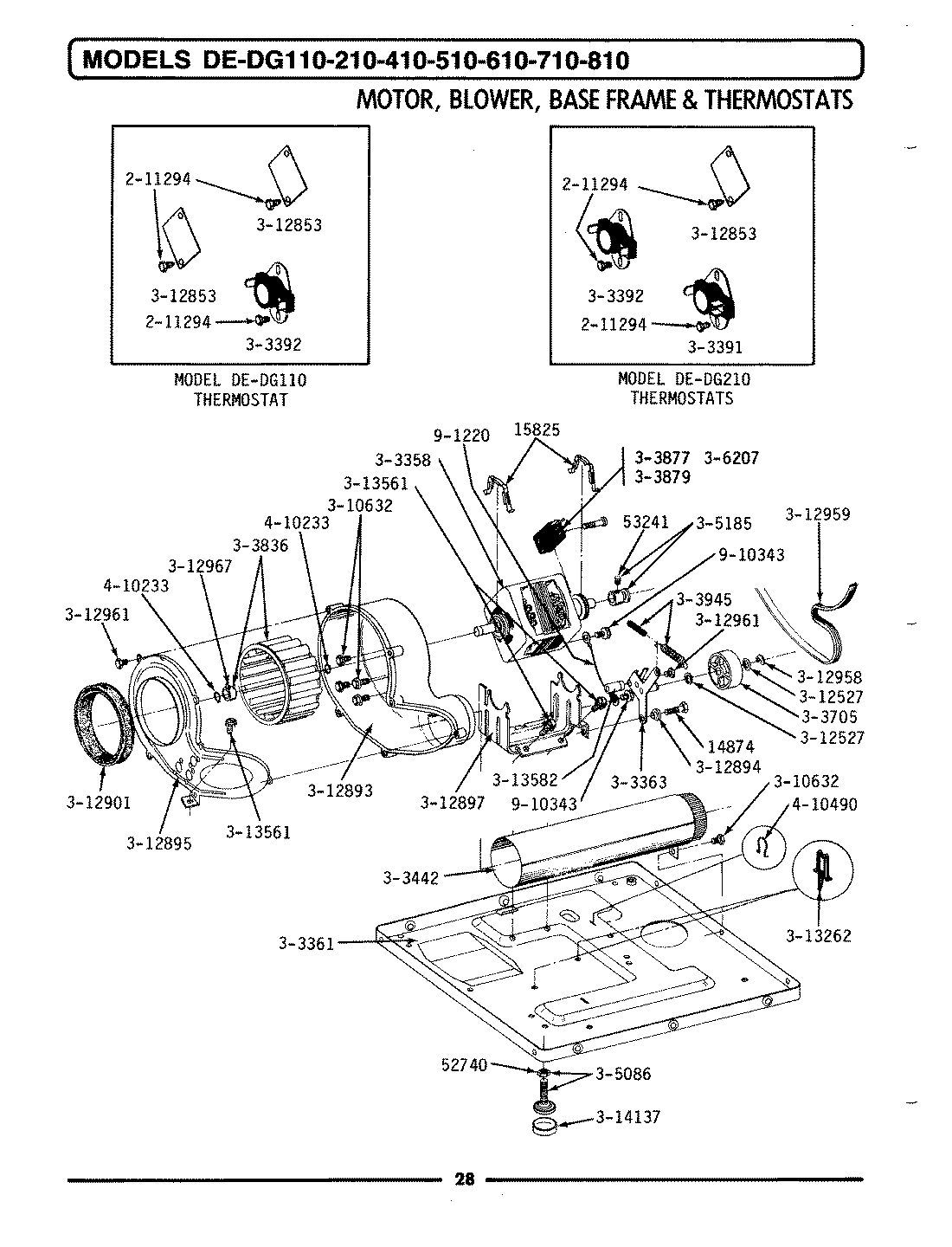09 - MOTOR, BLOWER, BASE FRAME & THERMOSTATS