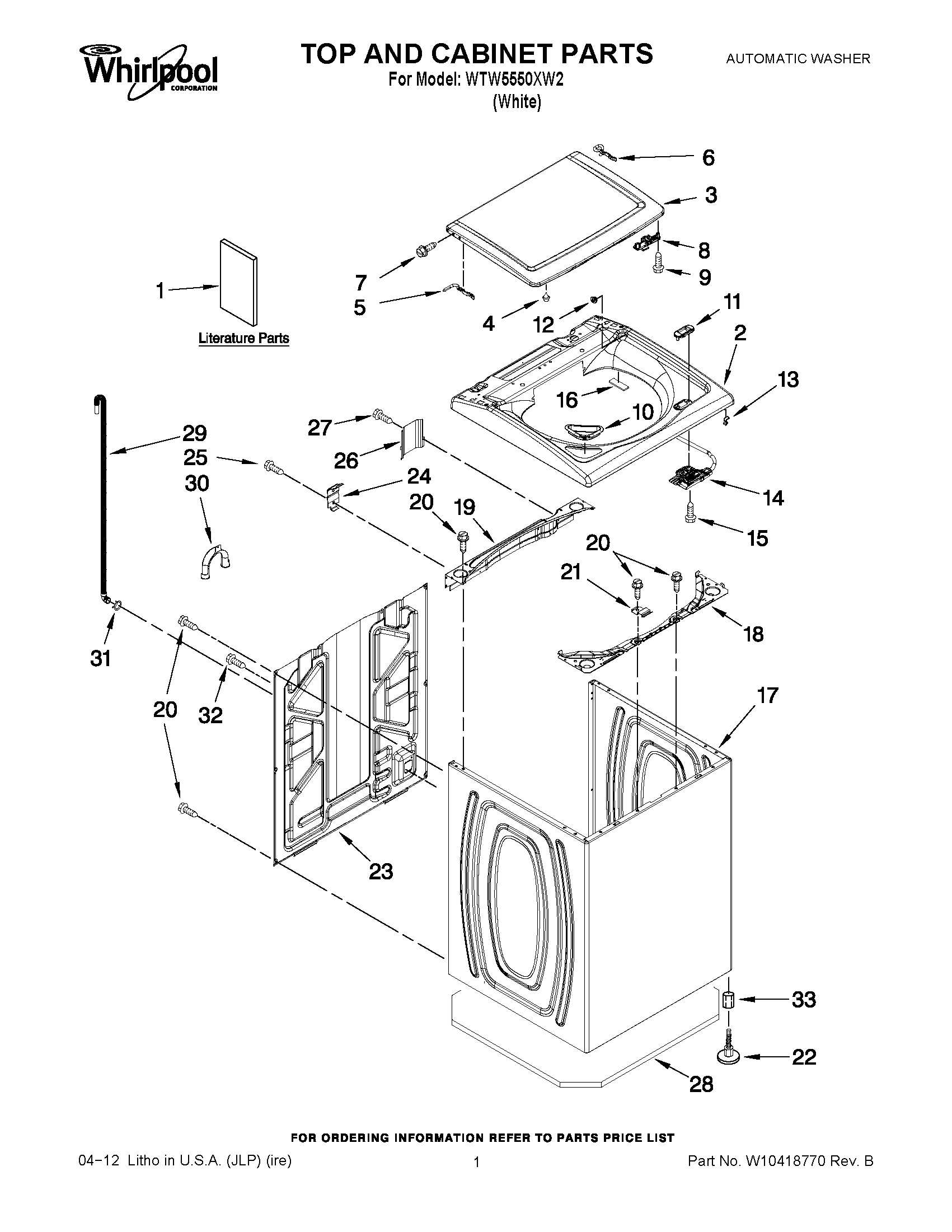 01 - TOP AND CABINET PARTS