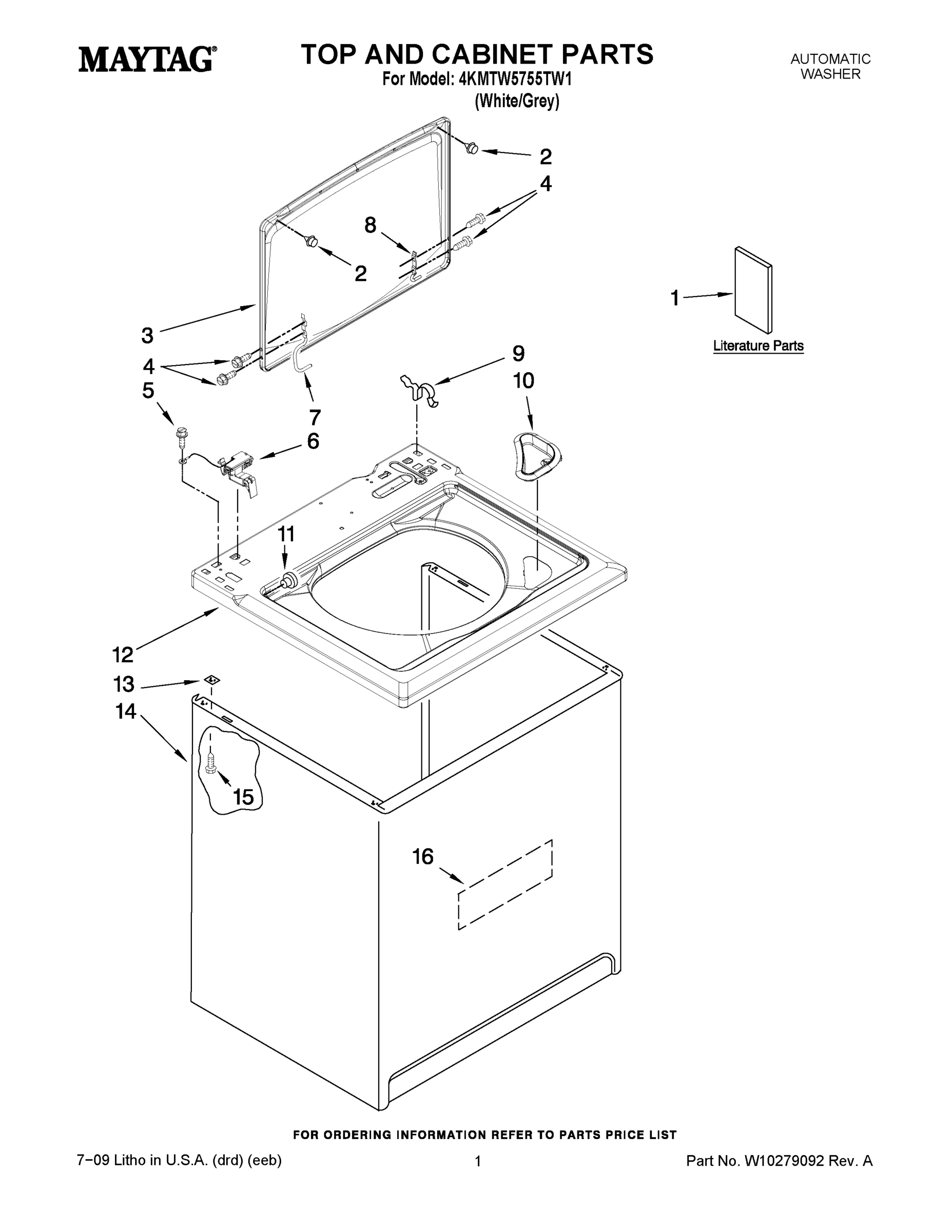 01 - TOP AND CABINET PARTS