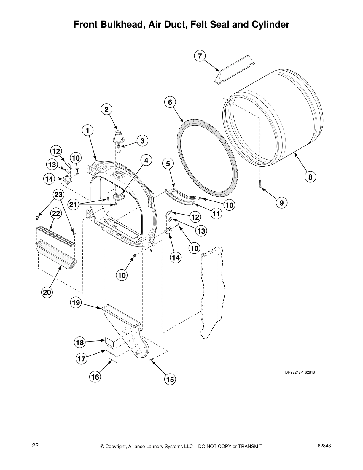 Front Bulkhead, Air Duct, Felt Seal and Cylinder
