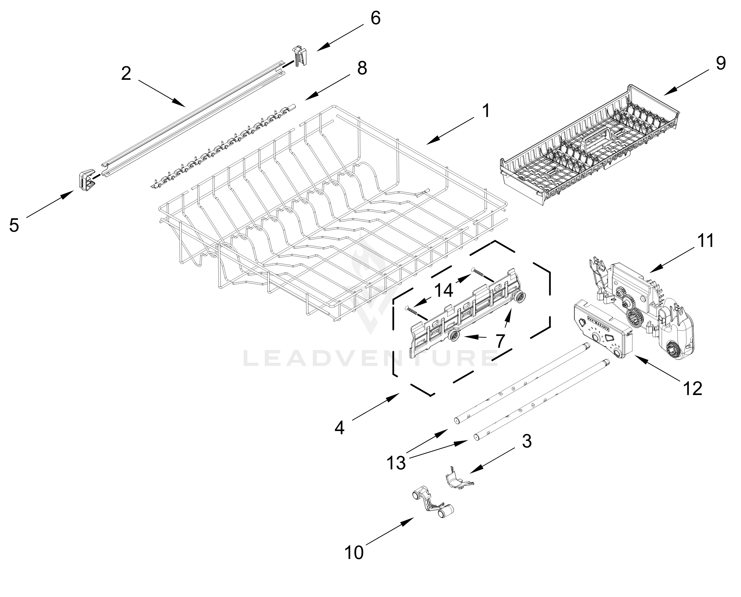THIRD LEVEL RACK AND TRACK PARTS