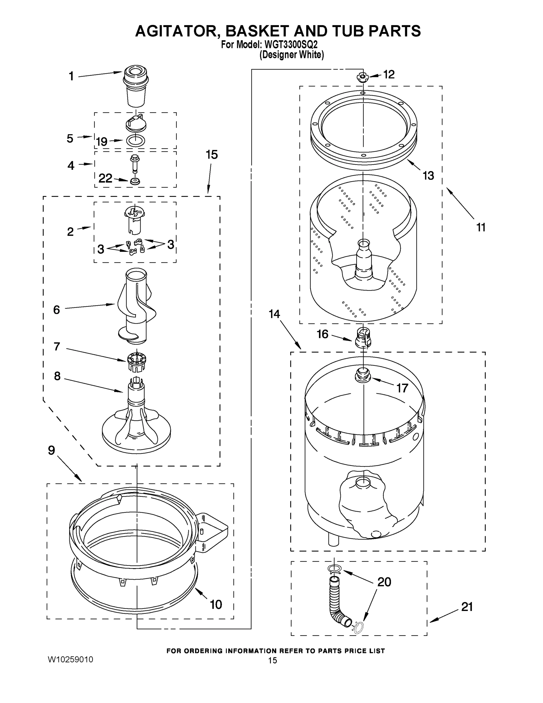 10 - AGITATOR, BASKET AND TUB PARTS