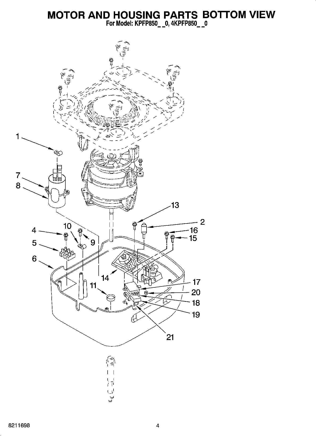 03 - MOTOR AND HOUSING PARTS BOTTOM VIEW