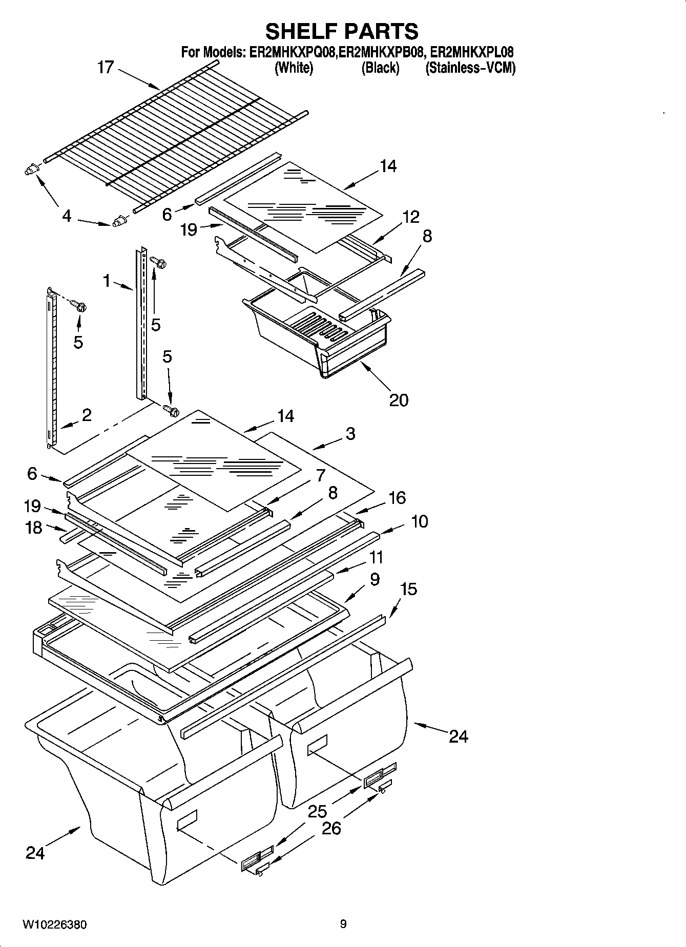 05 - SHELF PARTS, OPTIONAL PARTS (NOT INCLUDED)