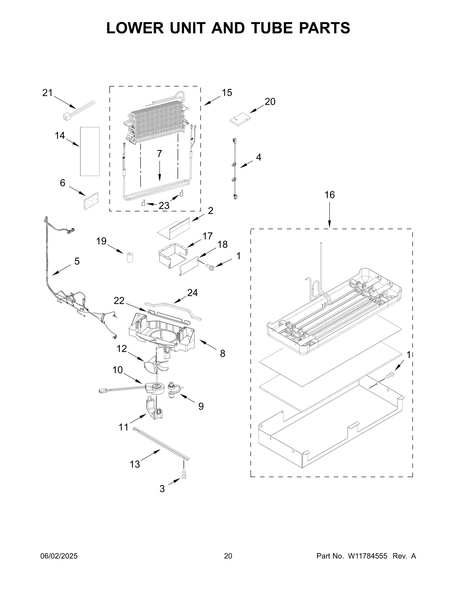 LOWER UNIT AND TUBE PARTS