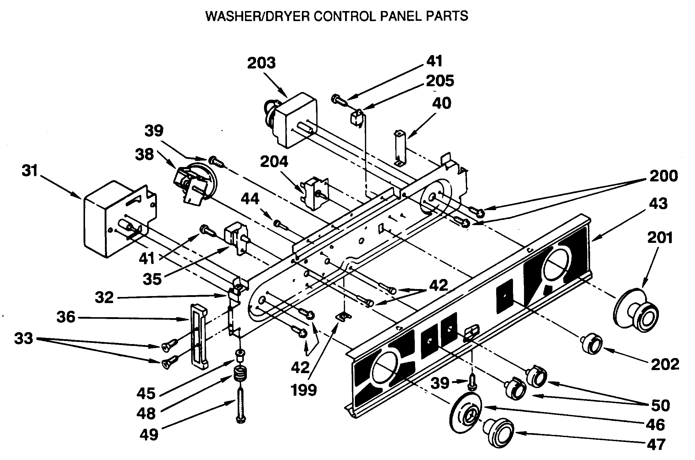 WASHER/DRYER CONTROL PANEL PARTS
