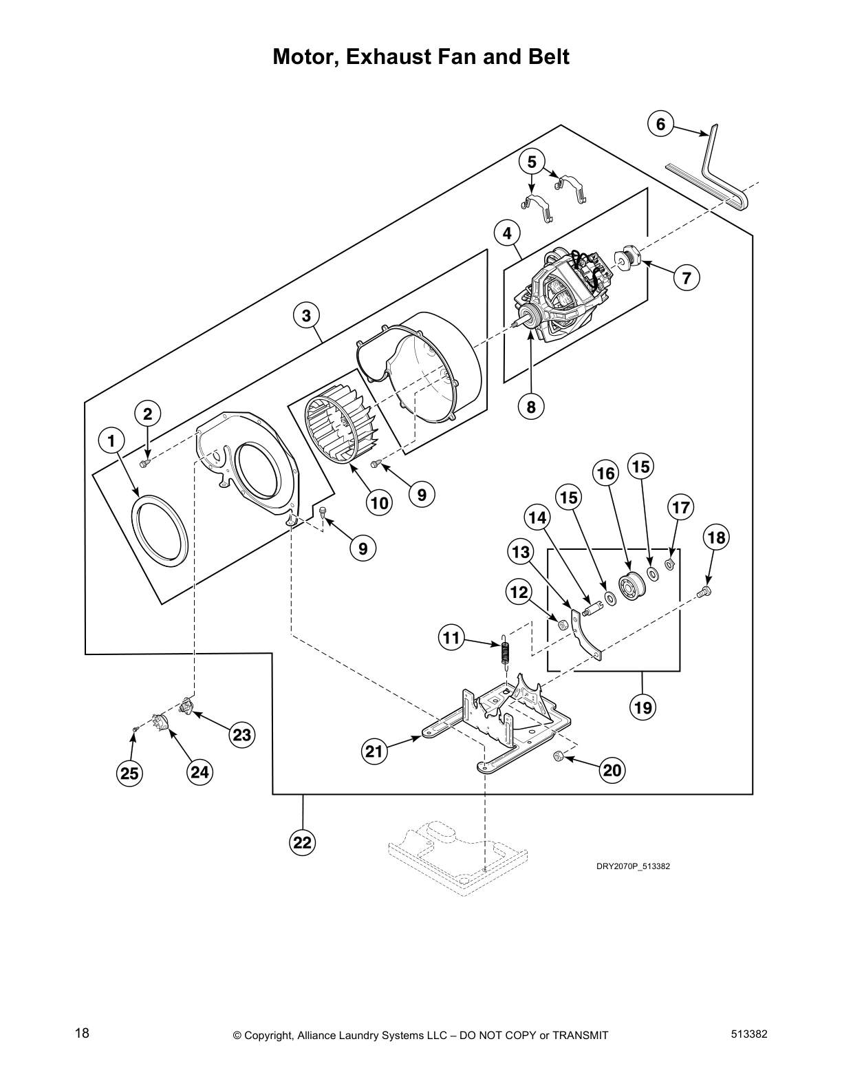 Motor, Exhaust Fan and Belt