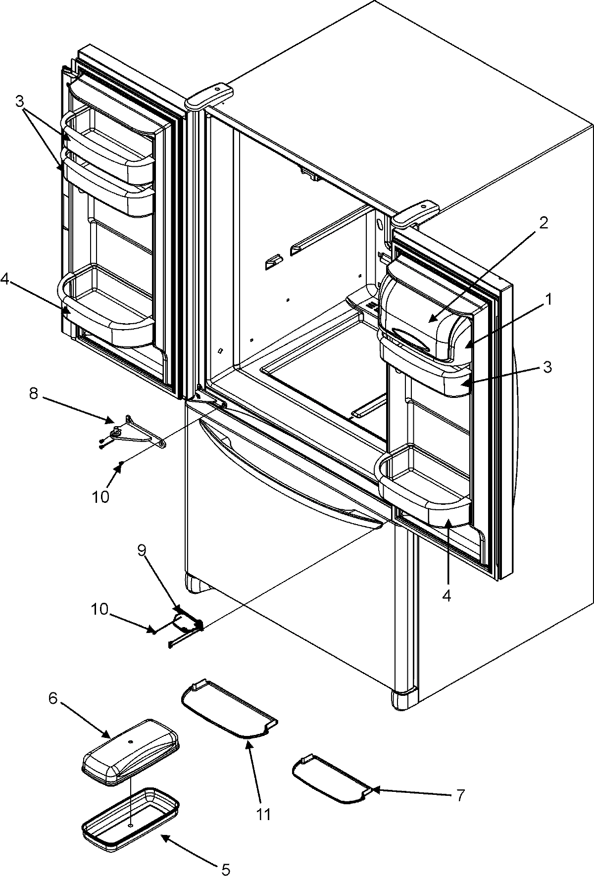 12 - REF DR STORAGE & CENTER HINGES