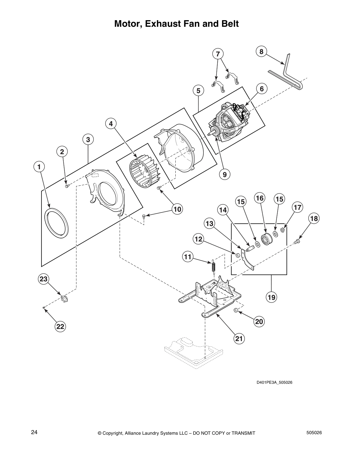 Motor, Exhaust Fan and Belt