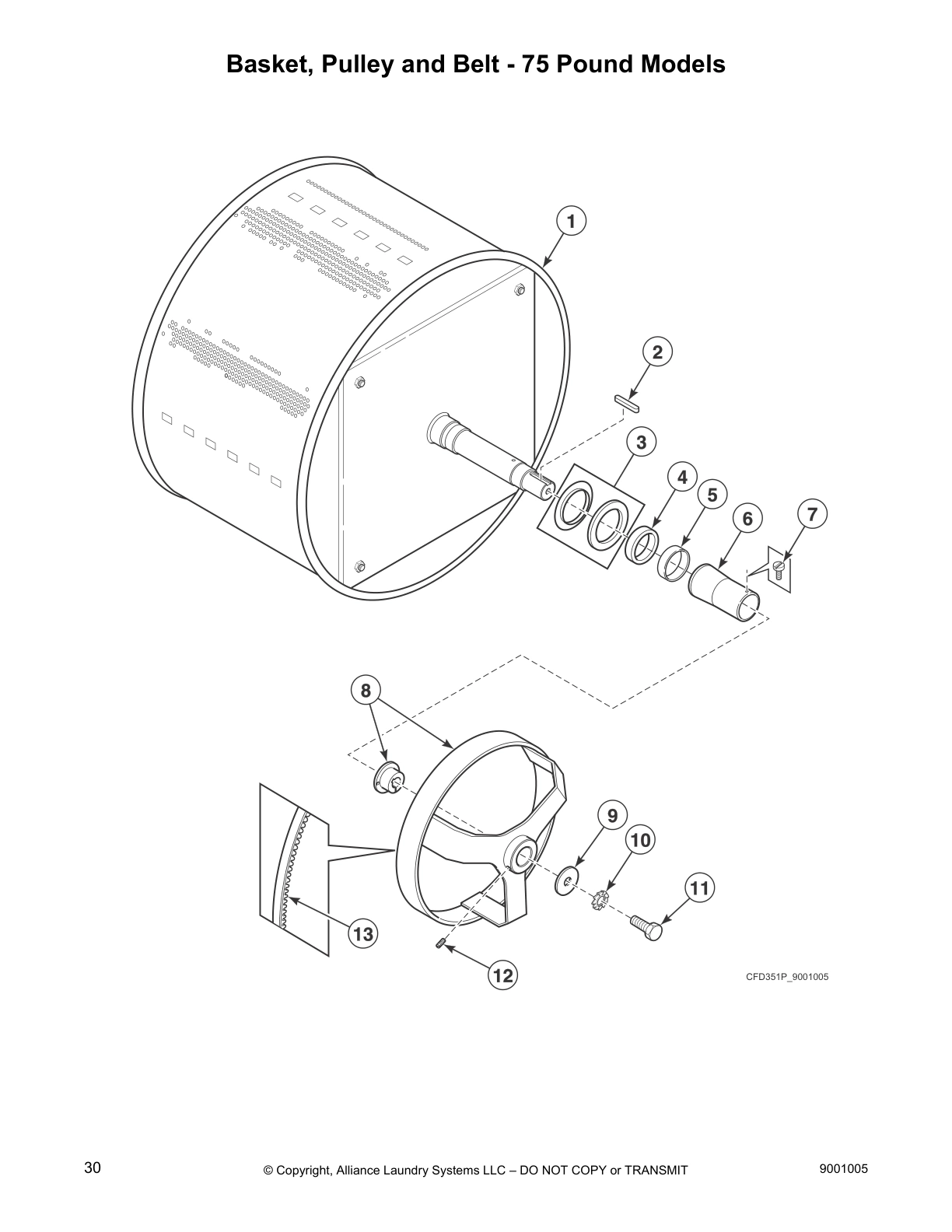 Basket, Pulley and Belt - 75 Pound Models