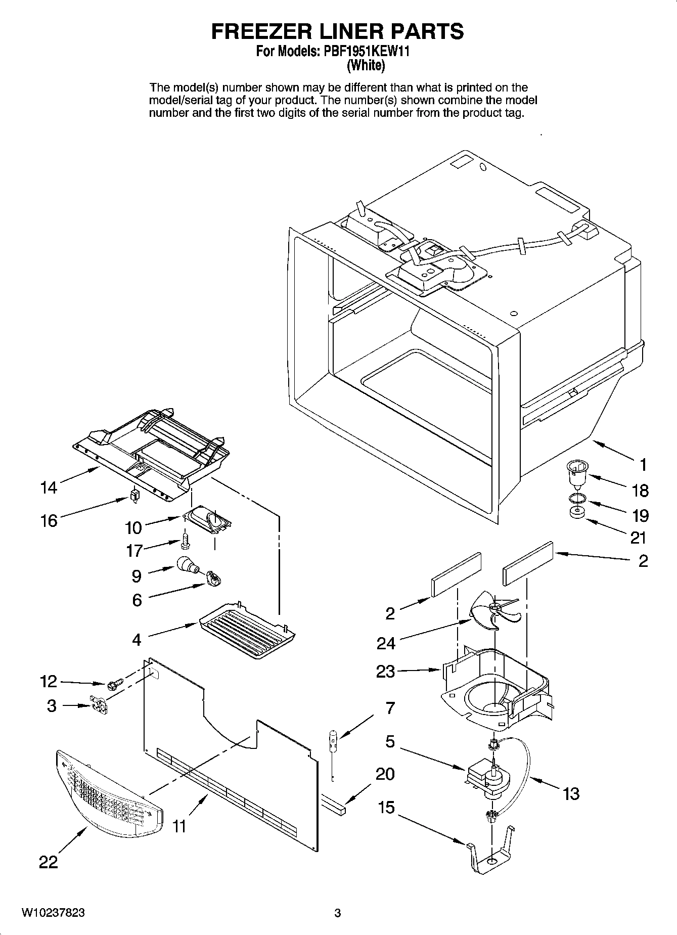02 - FREEZER LINER PARTS