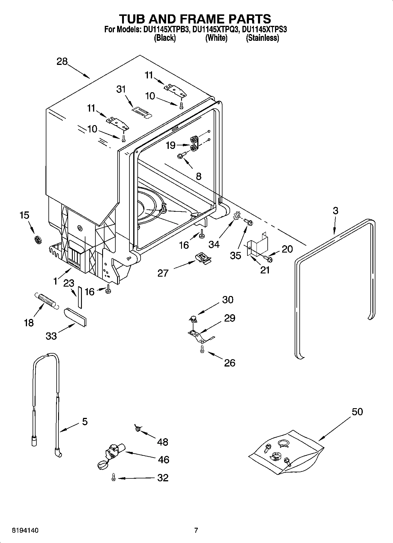 07 - TUB AND FRAME PARTS