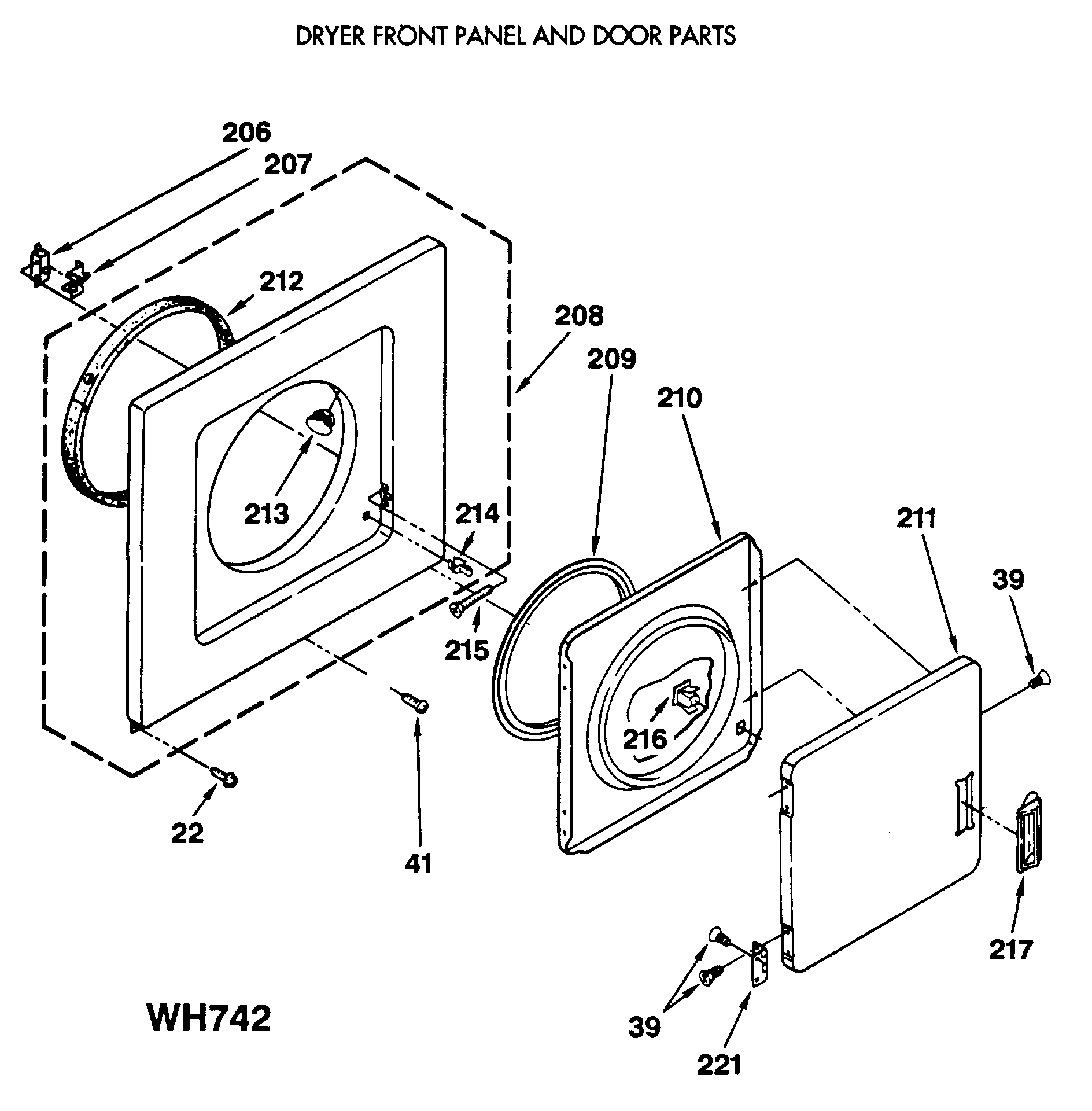 DRYER FRONT PANEL AND DOOR PARTS