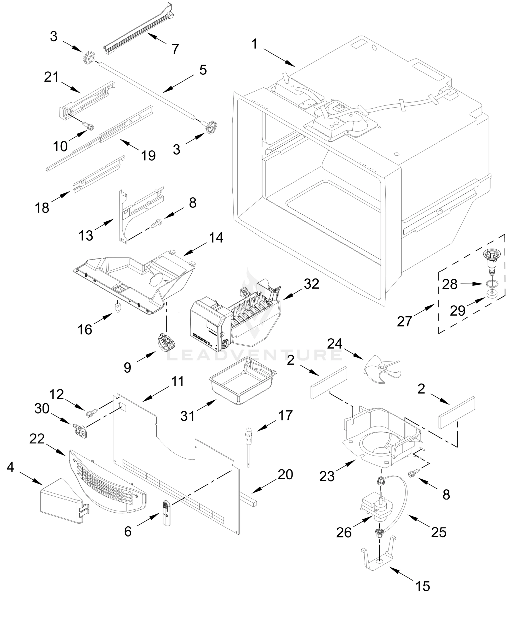 FREEZER LINER AND ICEMAKER PARTS