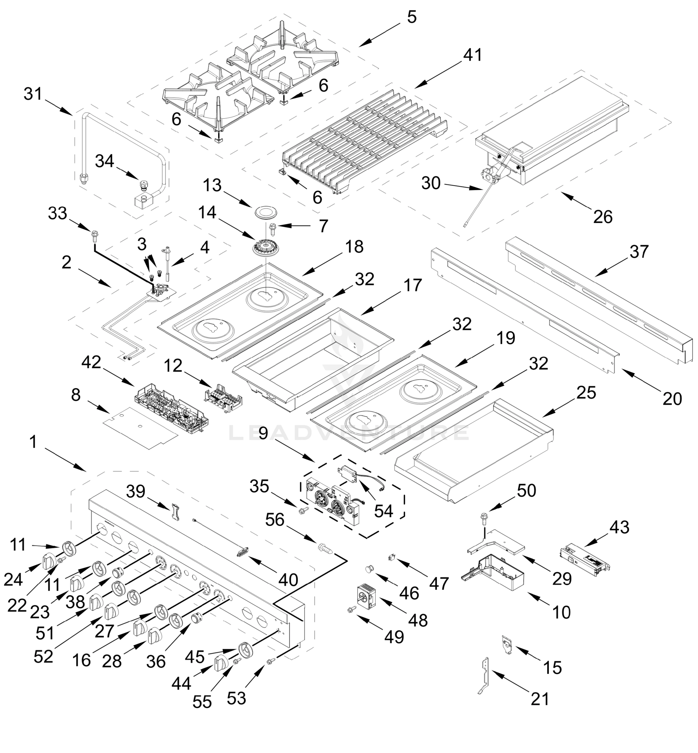 COOKTOP, BURNER, GRIDDLE, AND GRILL PARTS