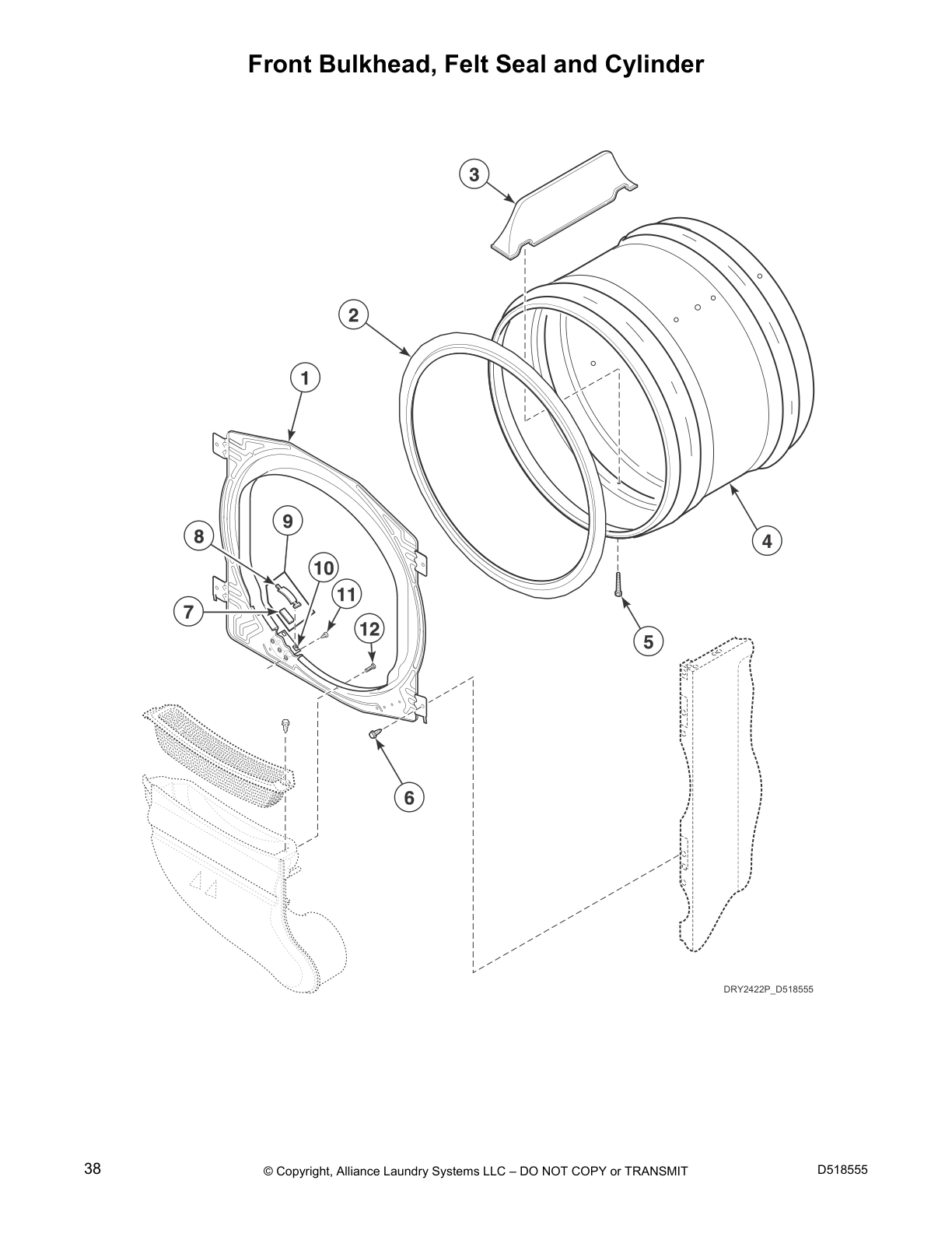 Front Bulkhead, Felt Seal and Cylinder