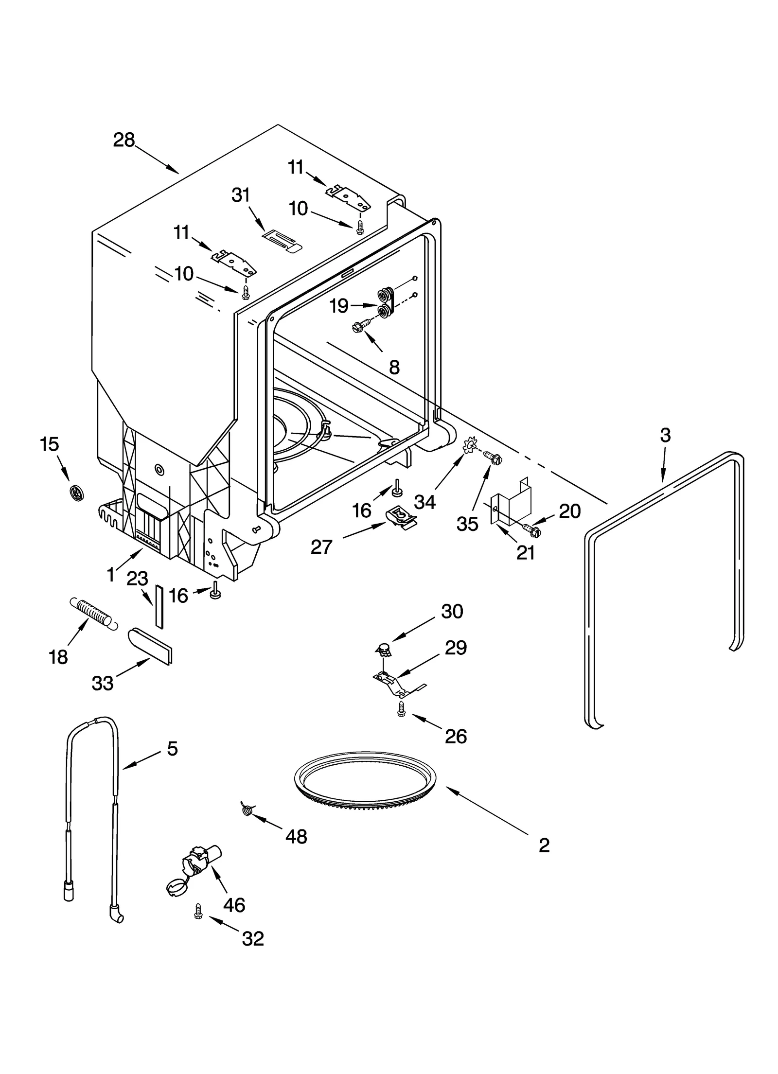 TUB AND FRAME PARTS