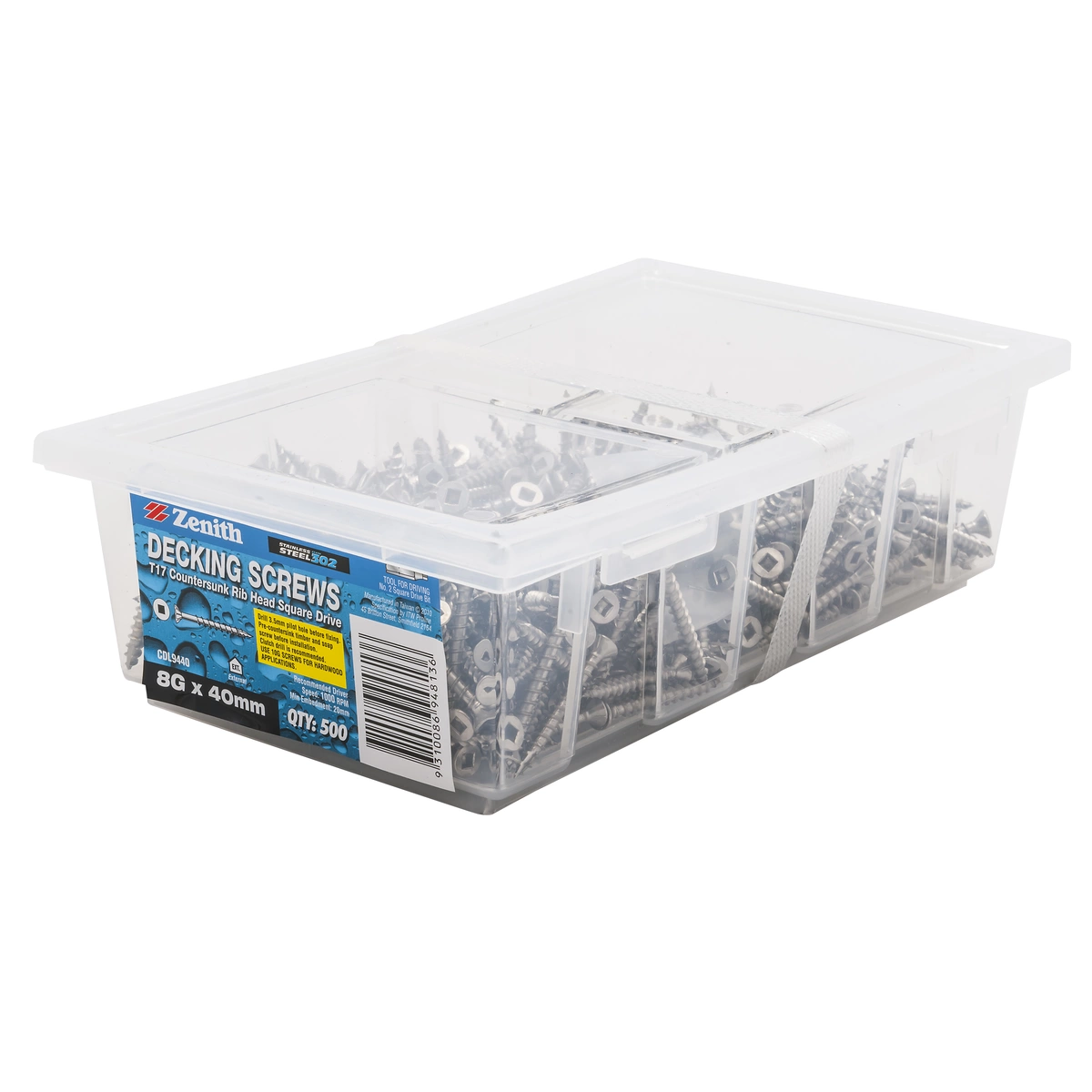 ZENITH® 8G x 40mm Decking Screws for External Use – Pack of 500