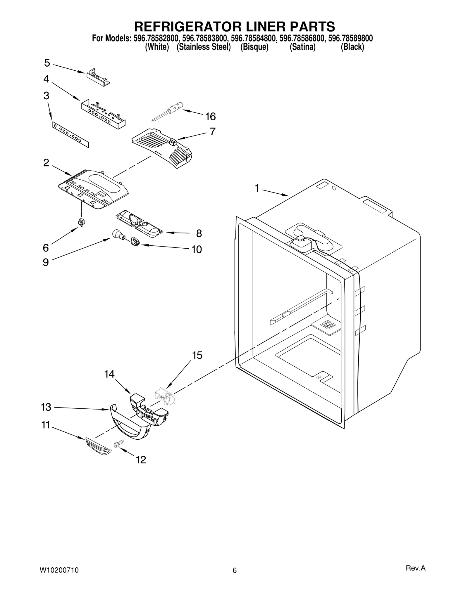 REFRIGERATOR LINER PARTS
