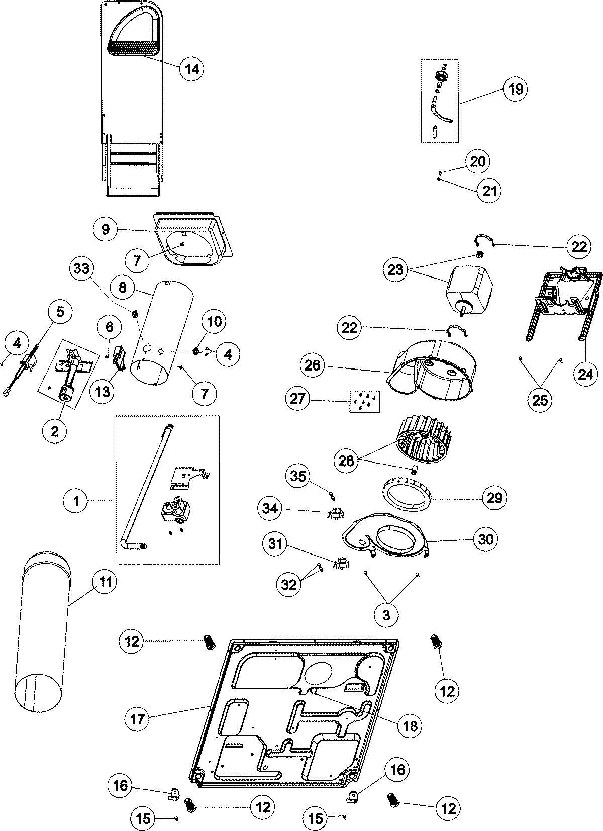 01 - BASE, HEATER & MOTOR (GAS)
